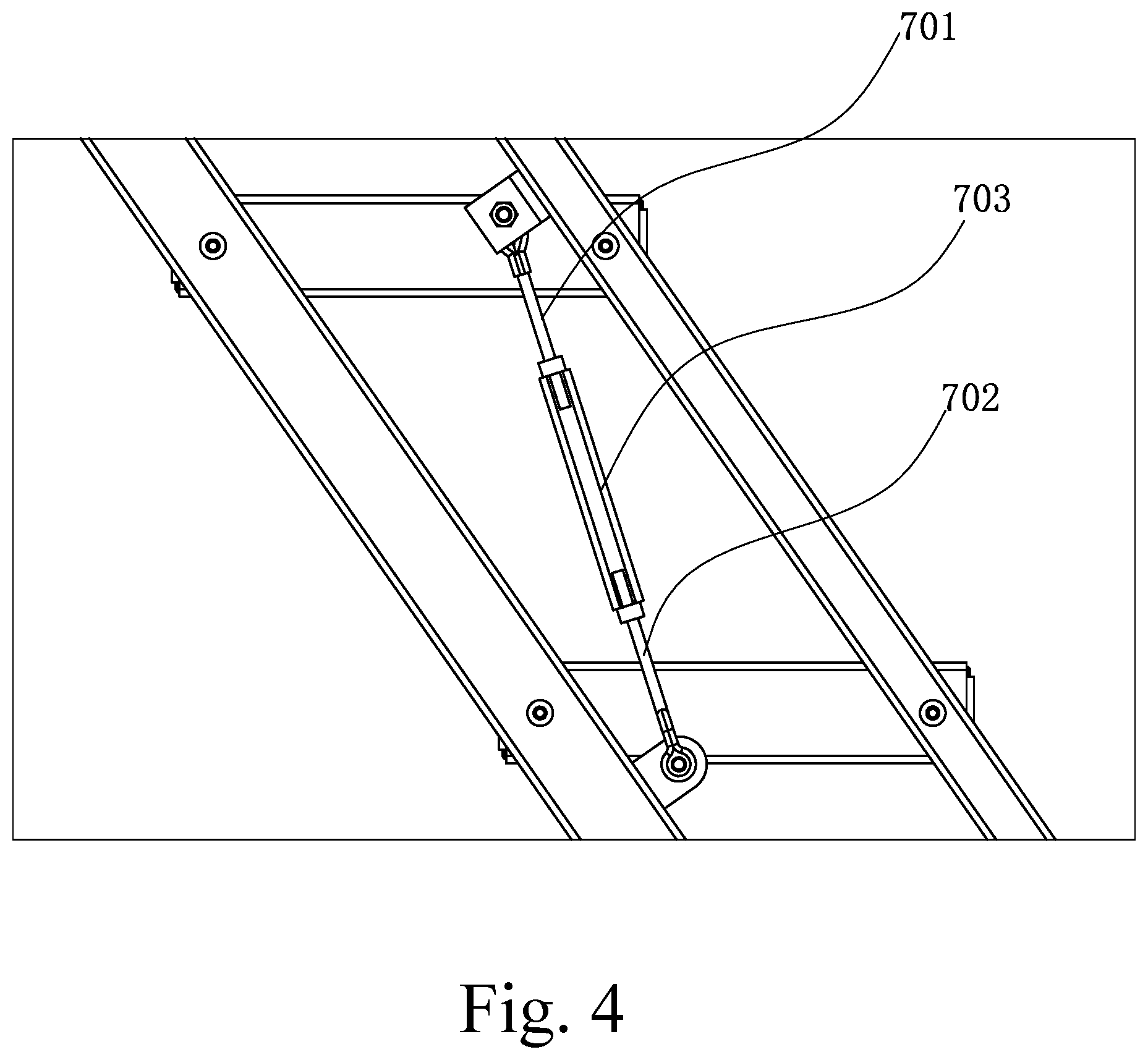 Patent US12345095 Figure 4 – Foldable and angularly adjustable ladder