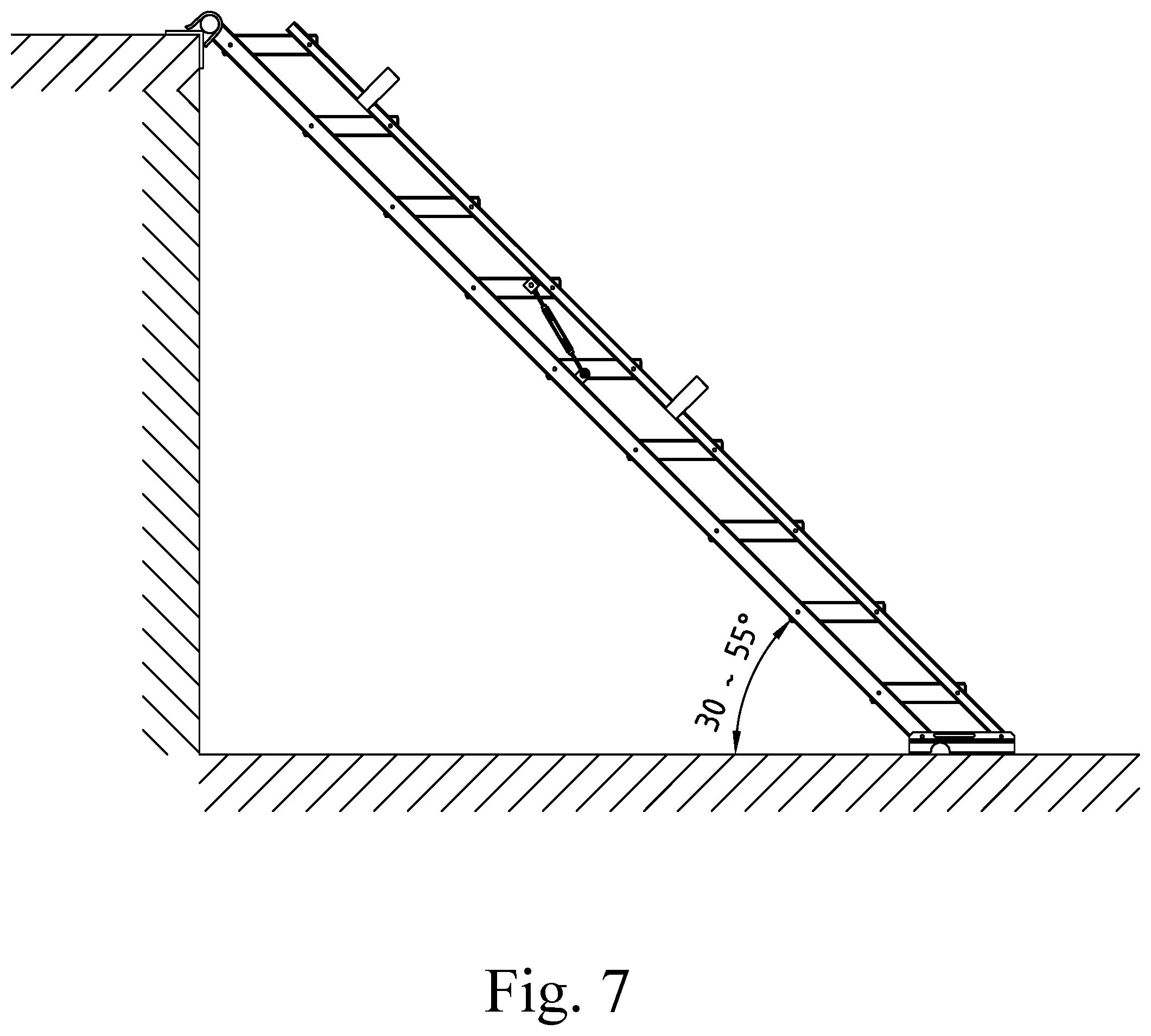 Patent US12345095 Figure 6 – Foldable and angularly adjustable ladder