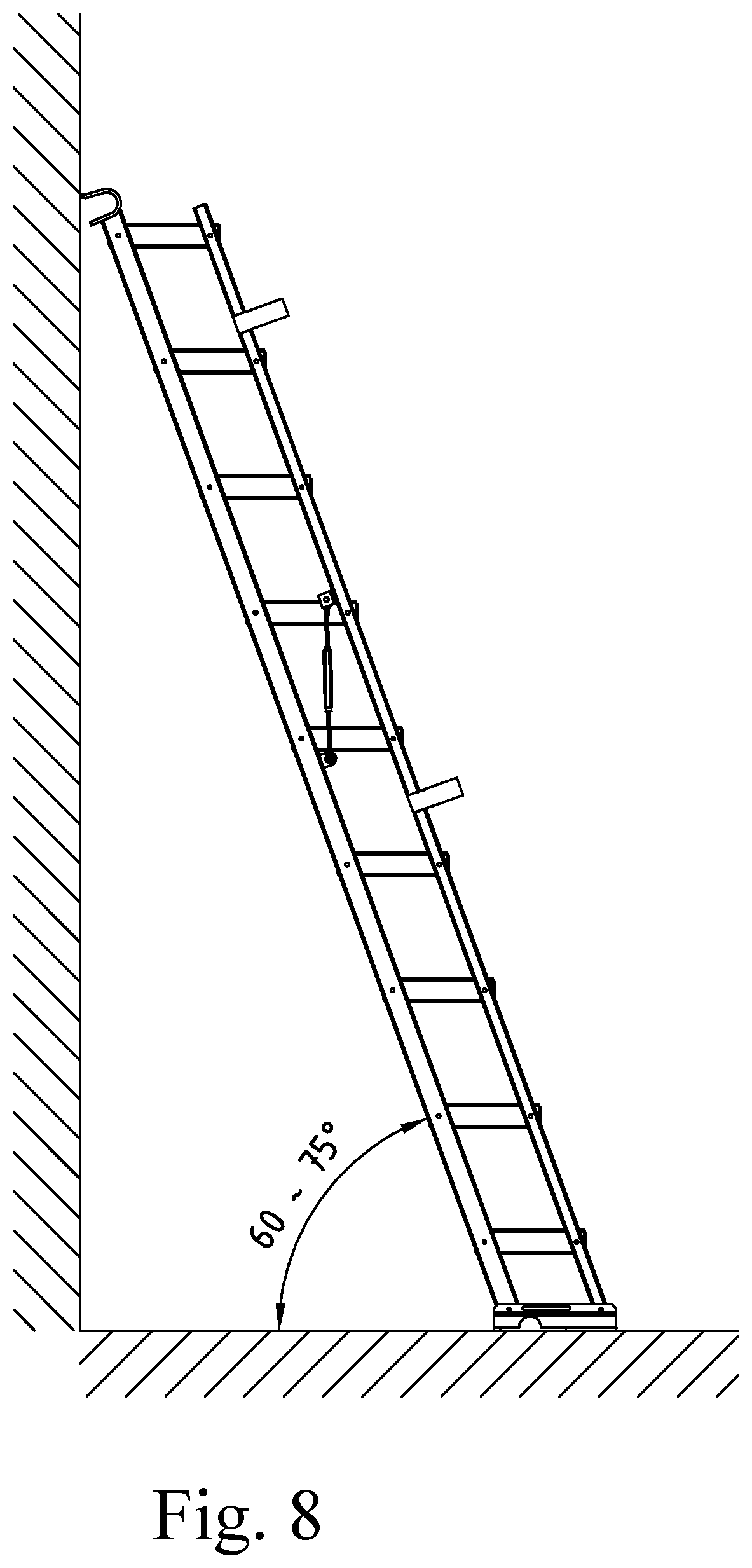 Patent US12345095 Figure 7 – Foldable and angularly adjustable ladder