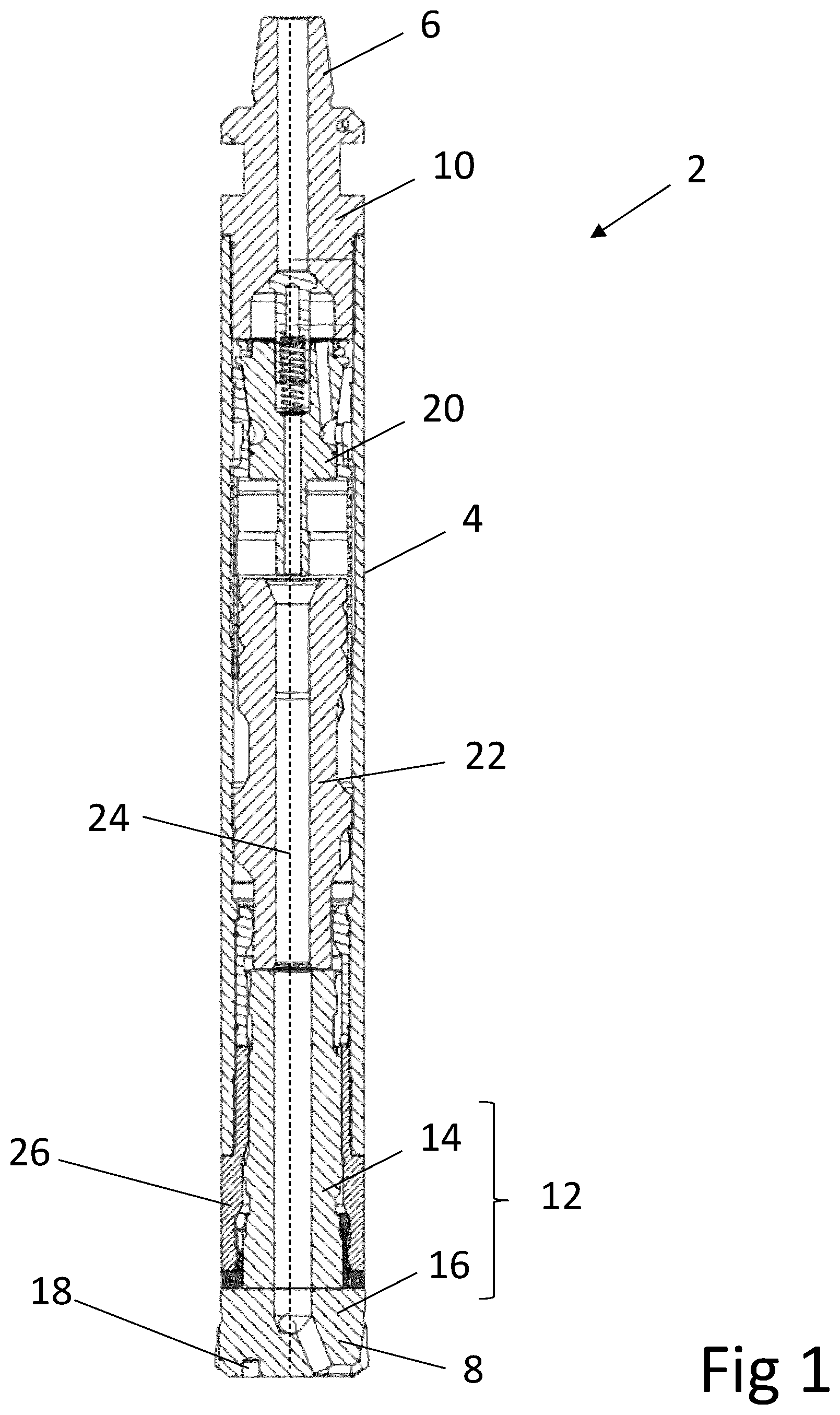 Patent US12345103 Figure 1 – Drill bit assembly comprising an expandable retaining sleeve