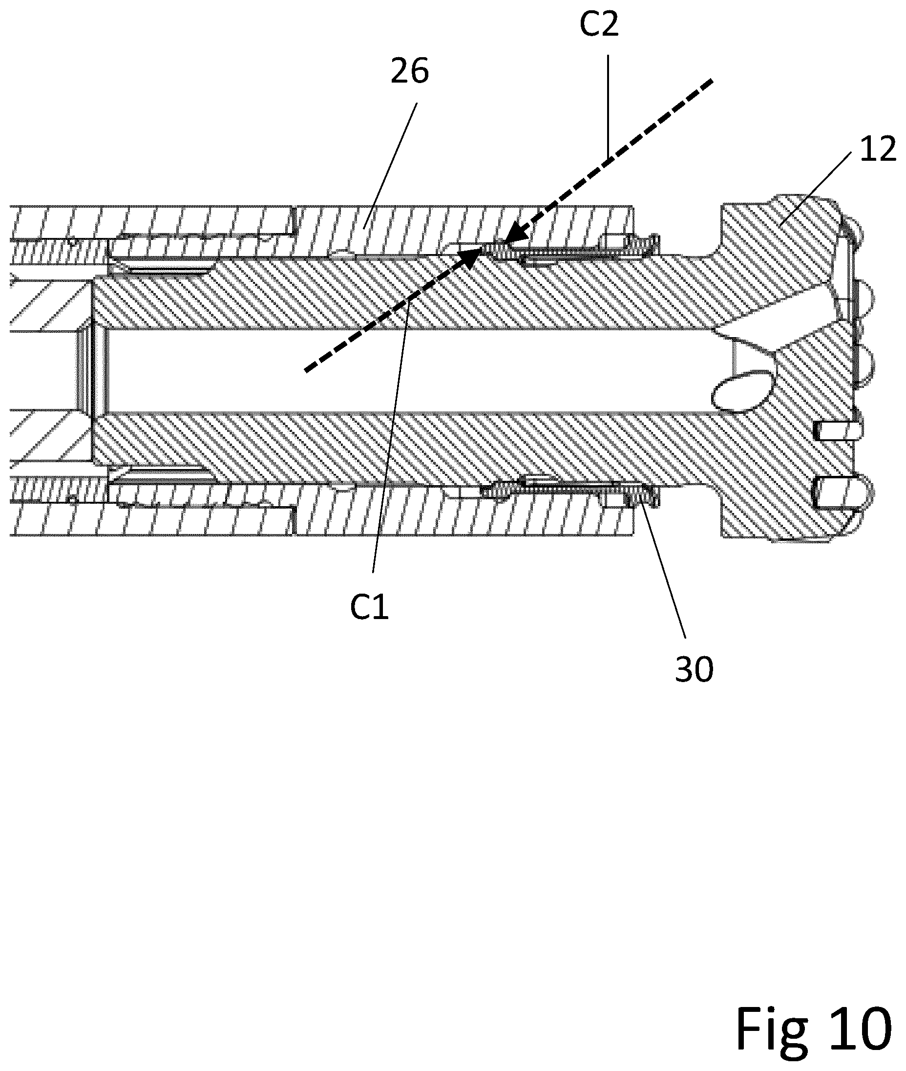 Patent US12345103 Figure 11 – Drill bit assembly comprising an expandable retaining sleeve