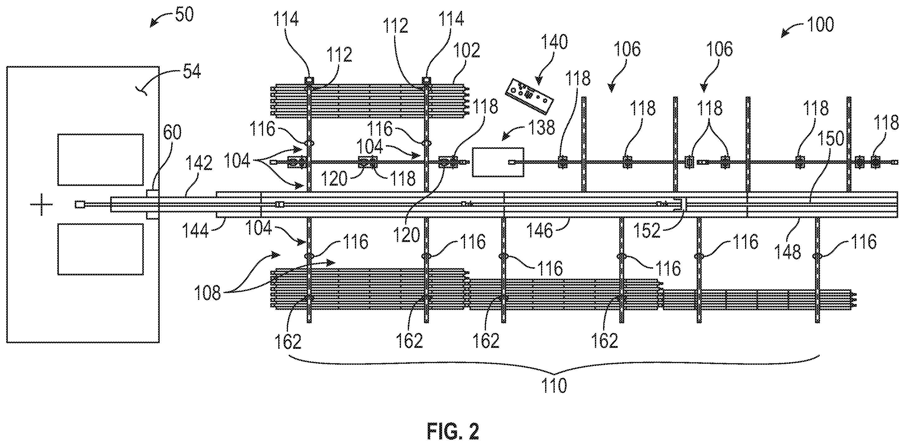 Patent US12345105 Figure 2 – Horizontal racking and stand building system