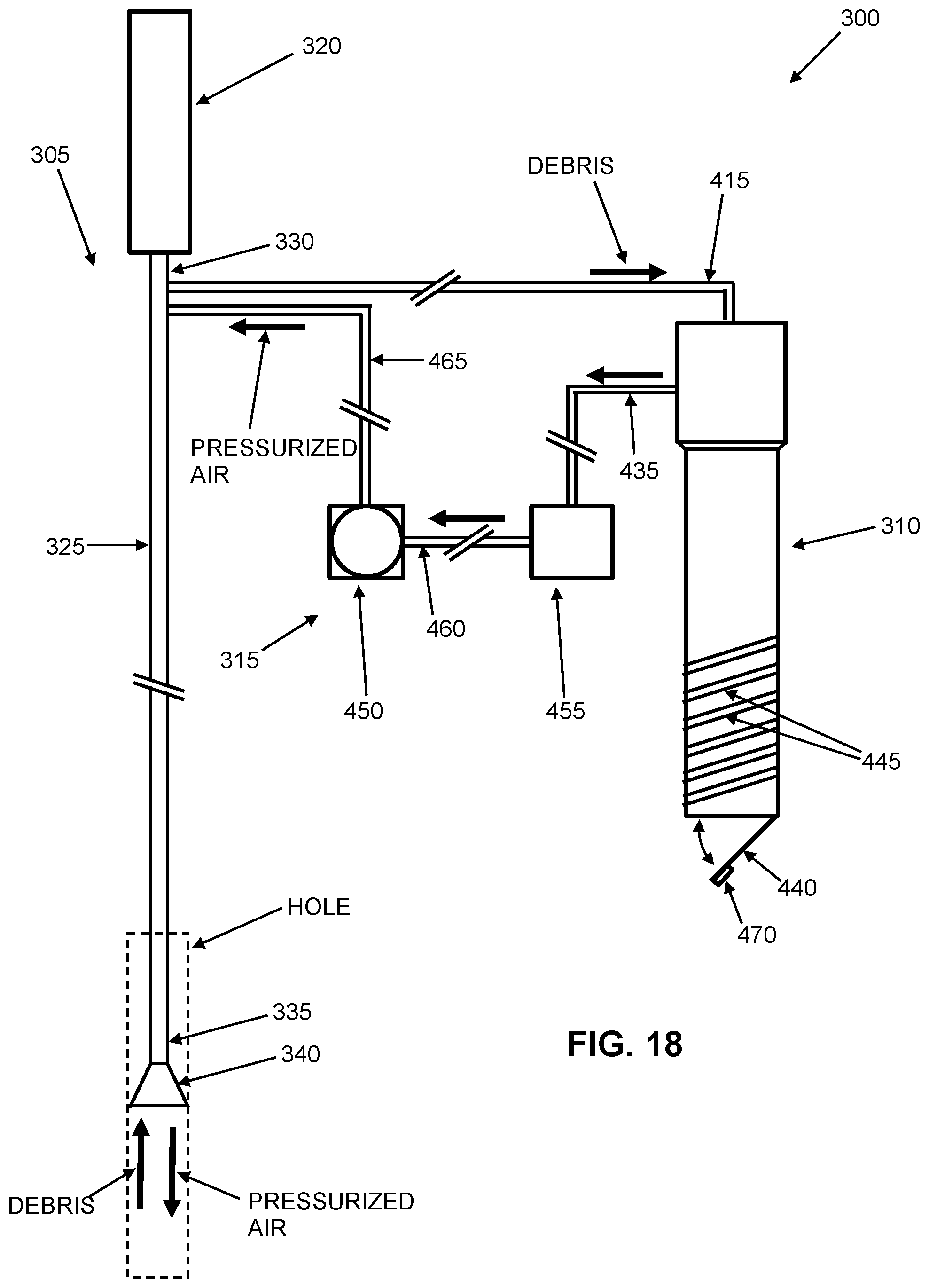 Patent US12345106 Figure 18 – Method and apparatus for removing debris from a drill hole during drilling
