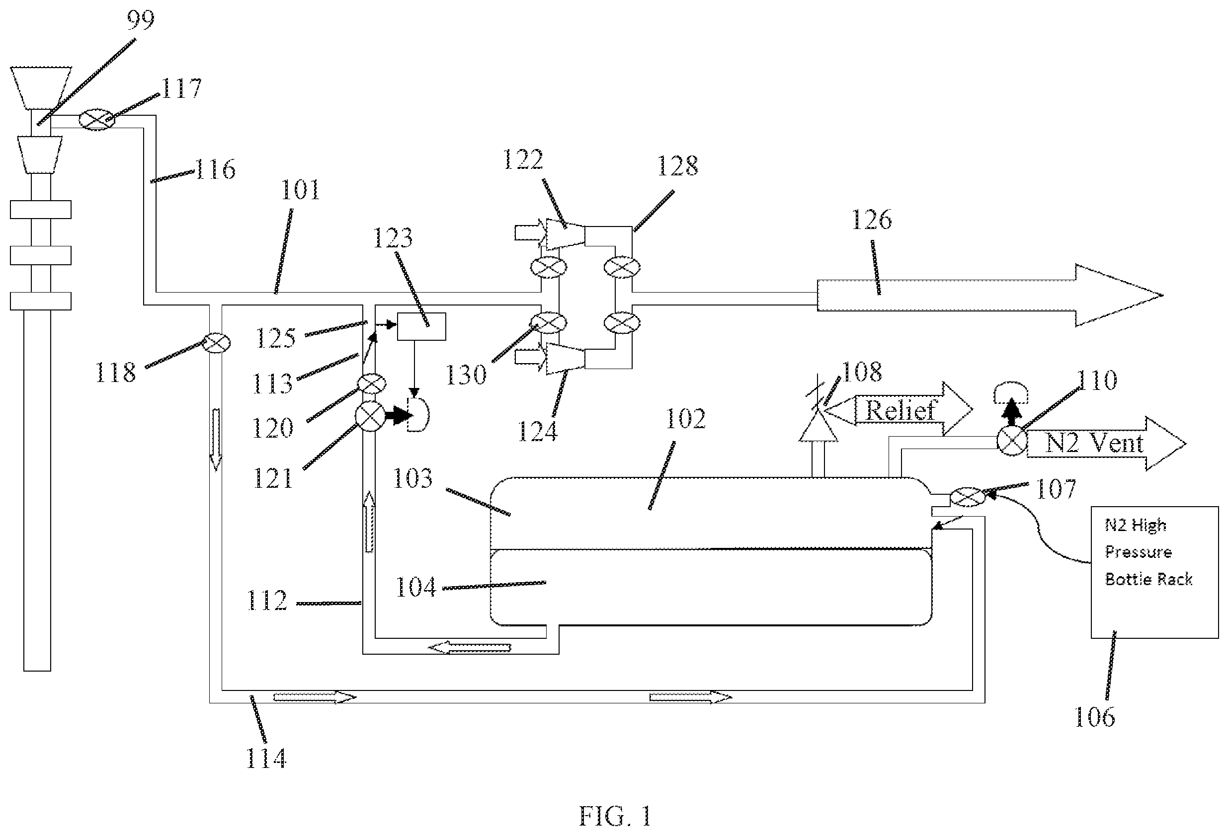 Patent US12345108 Figure 1 – Method and system for maintaining constant back pressure during managed pressure drilling