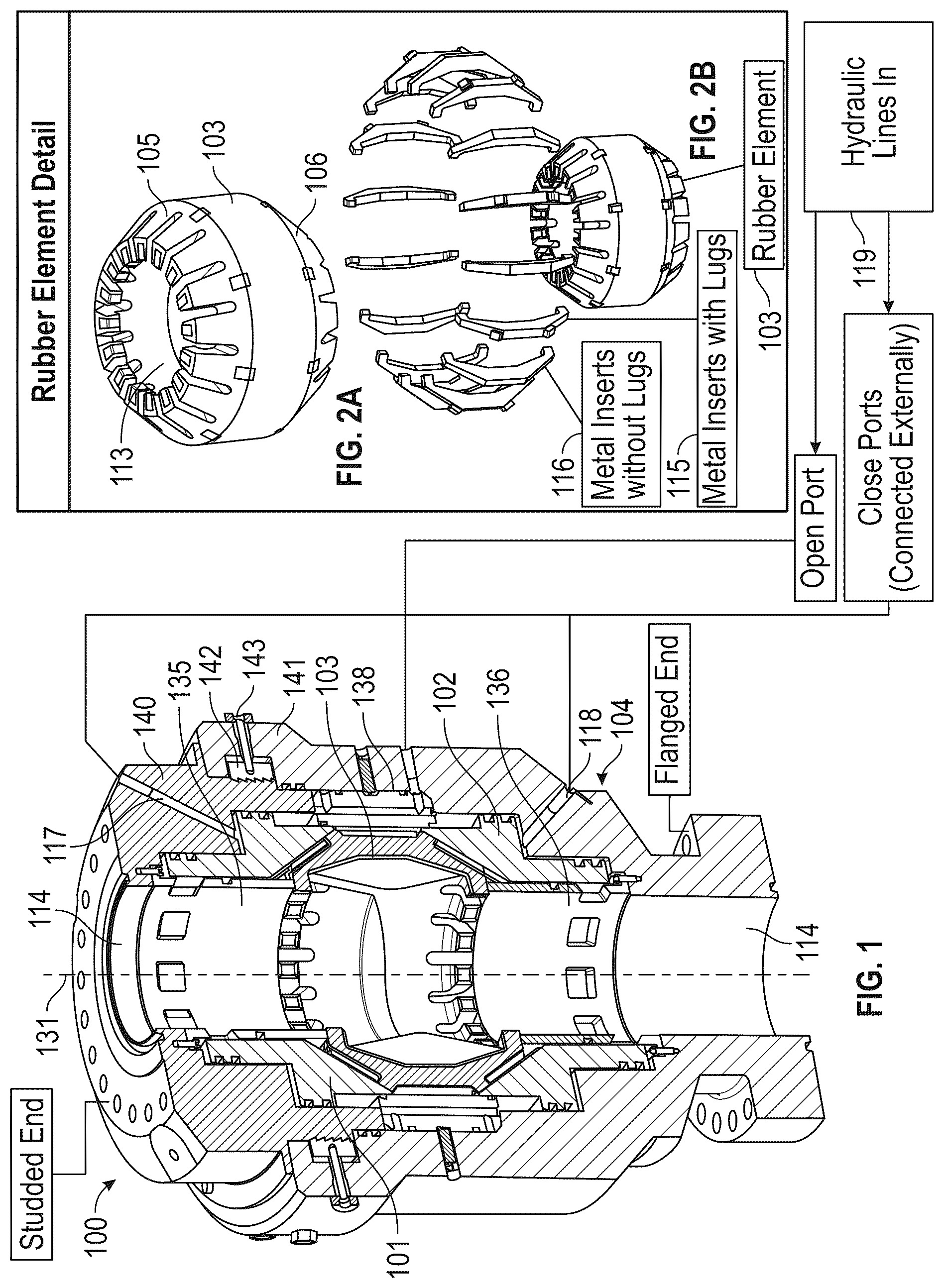 Patent US12345114 Figure 1 – Annular blow out preventer
