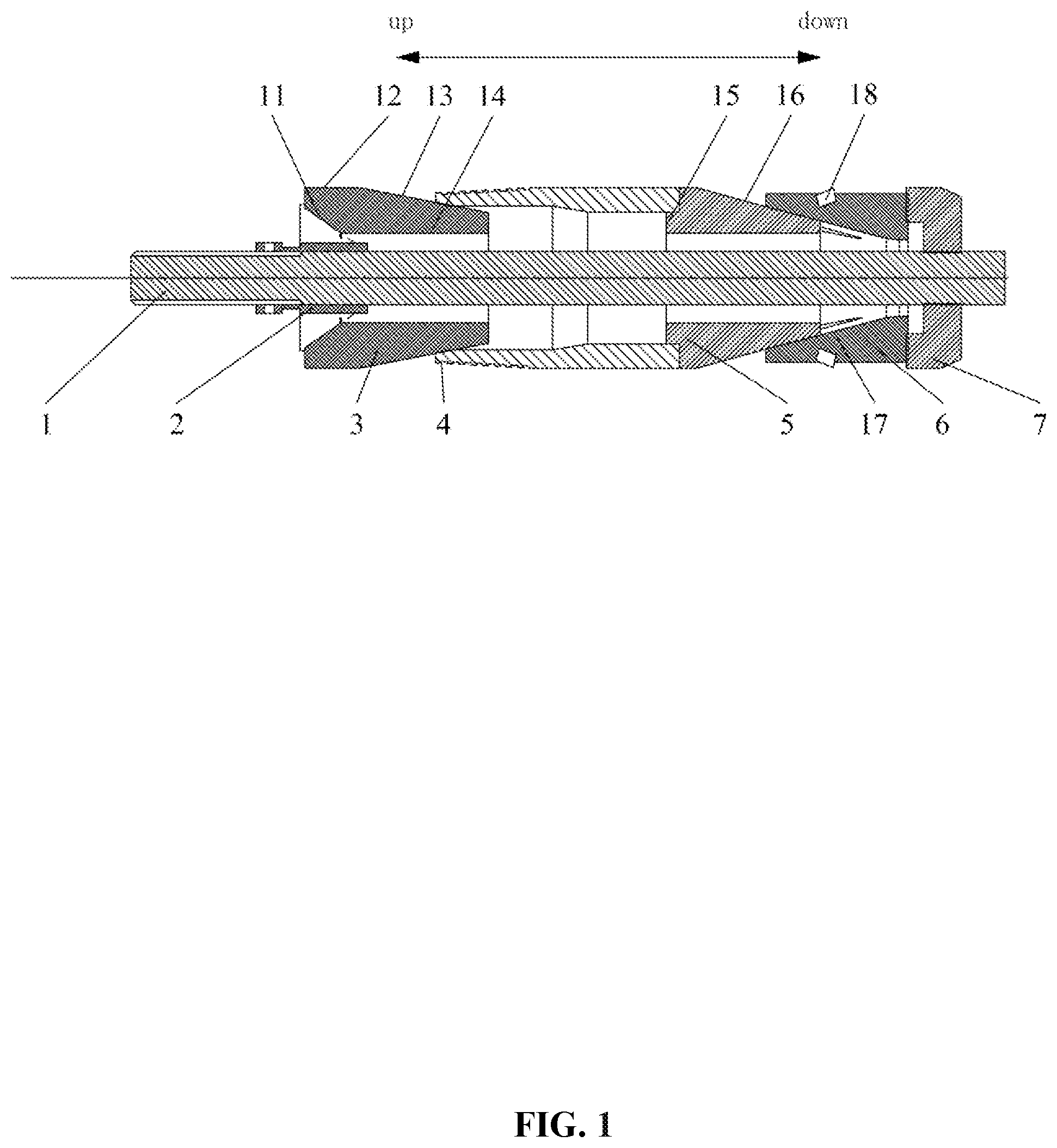 Patent US12345121 Figure 1 – All-metal dissolvable ball seat for self-compensating fracturing