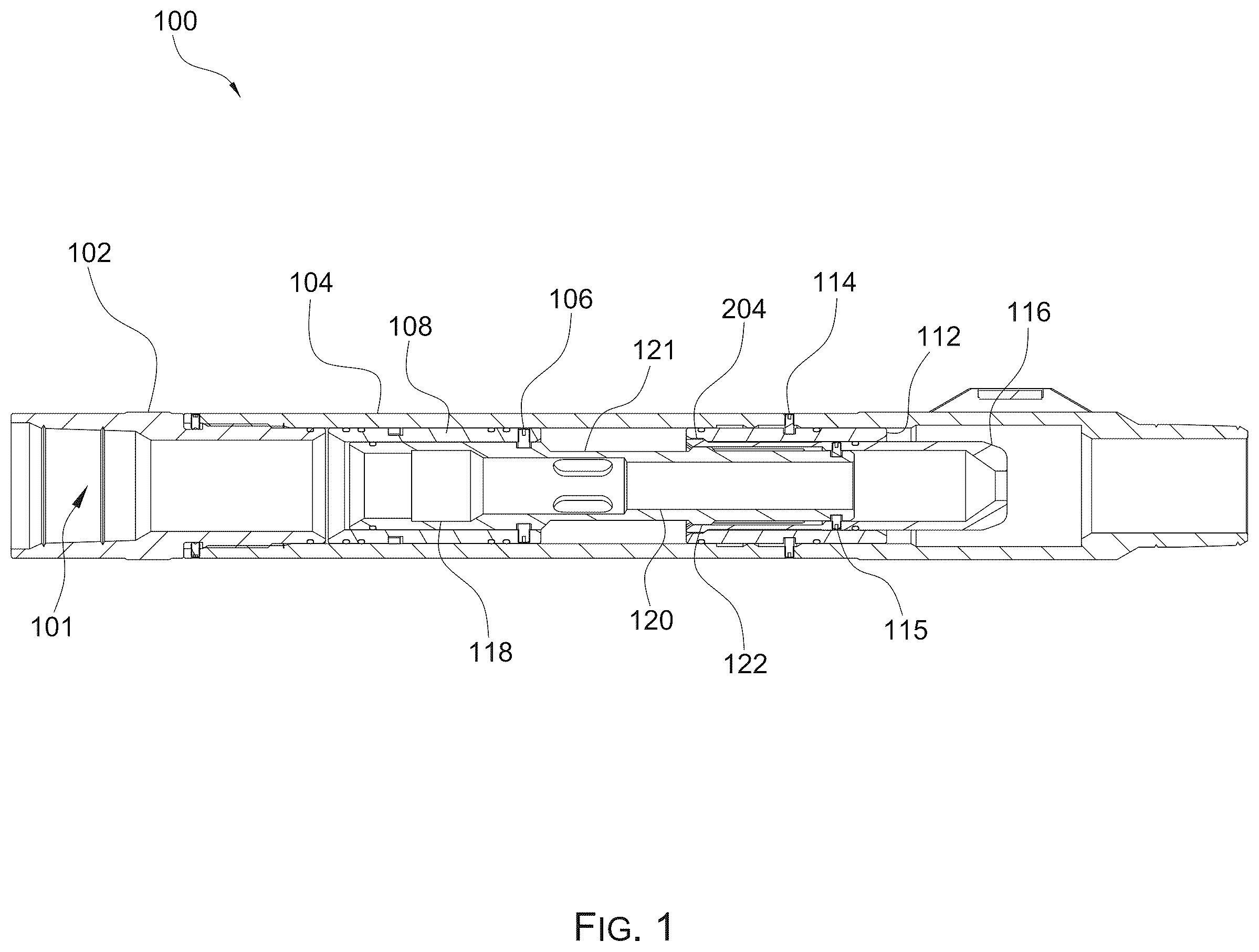 Patent US12345124 Figure 1 – Multiple stage cementing tool and method of use