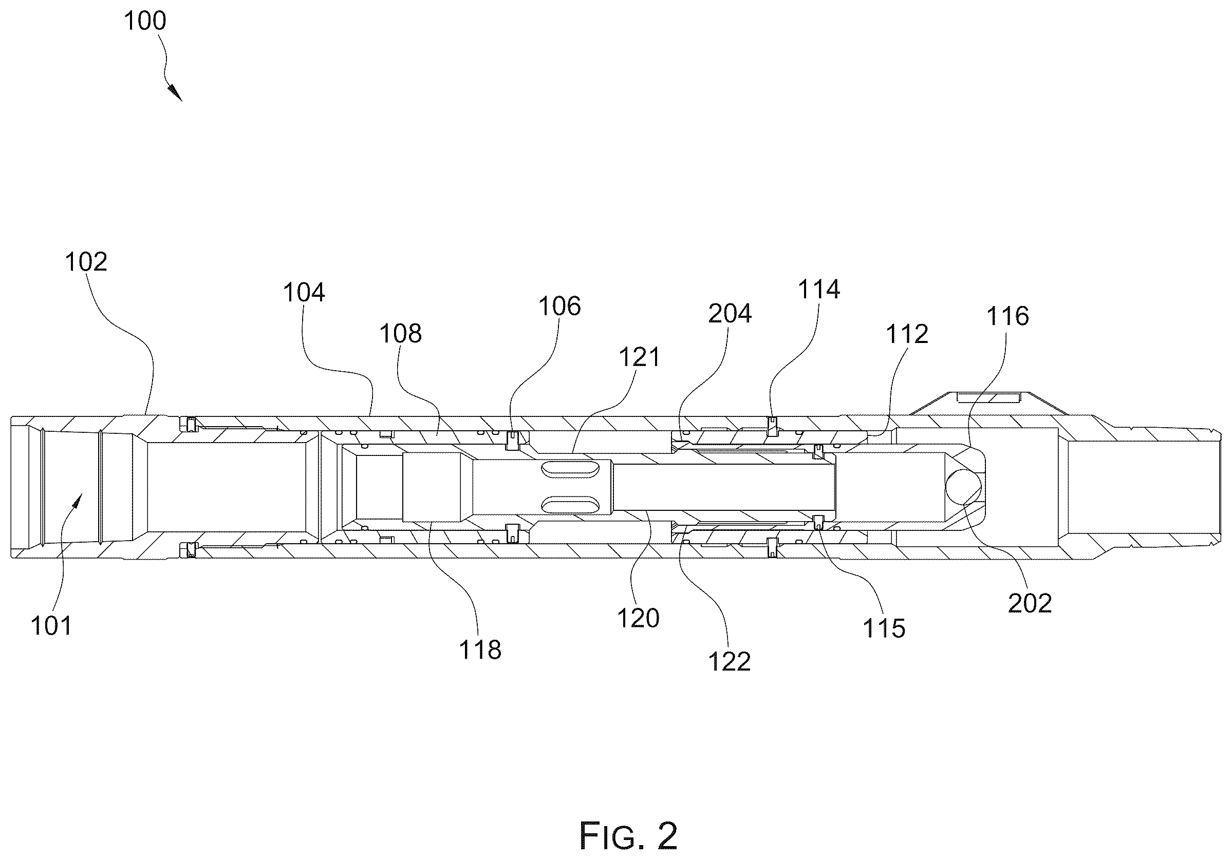 Patent US12345124 Figure 2 – Multiple stage cementing tool and method of use