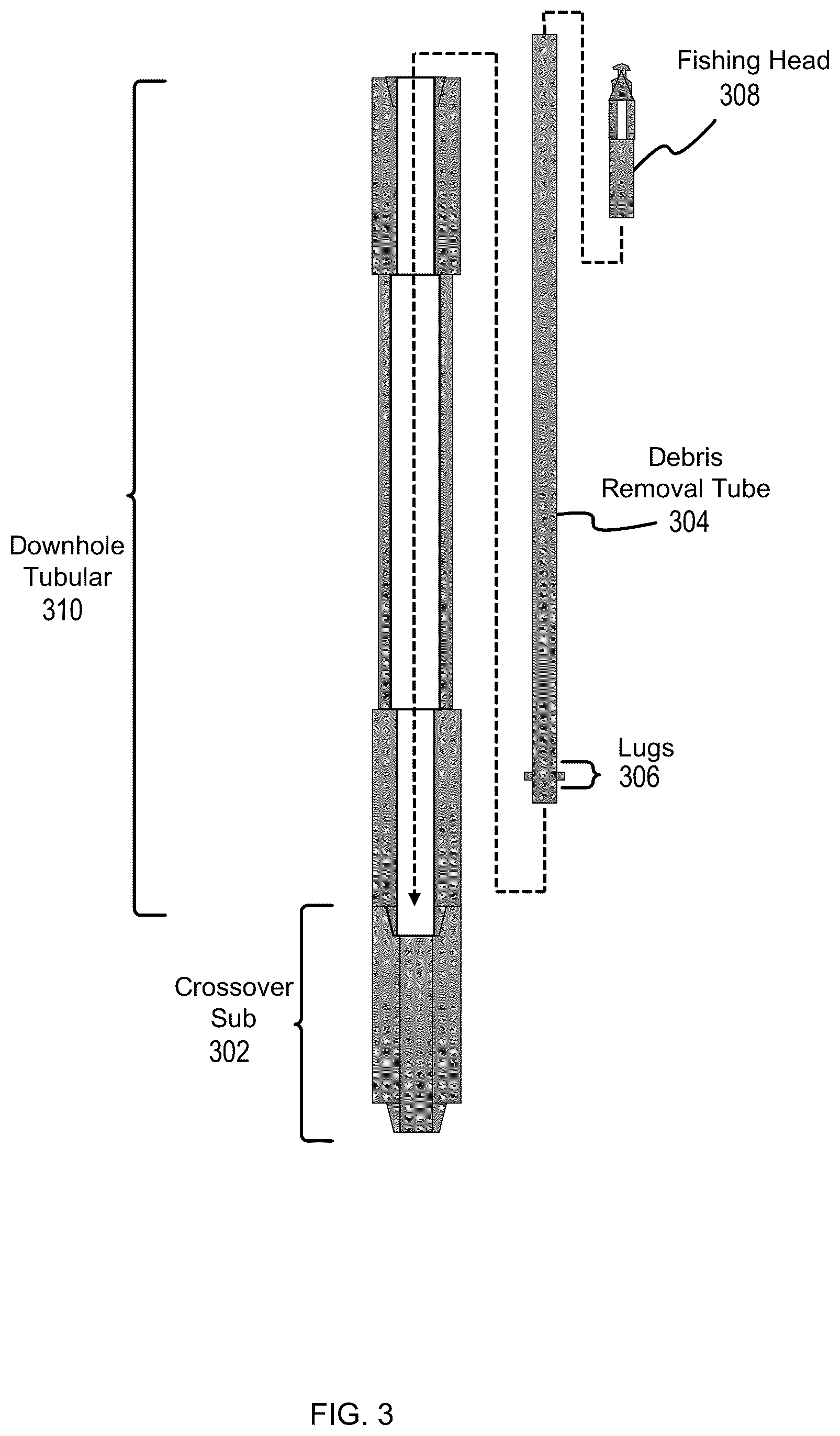 Patent US12345128 Figure 3 – Downhole debris removal apparatus