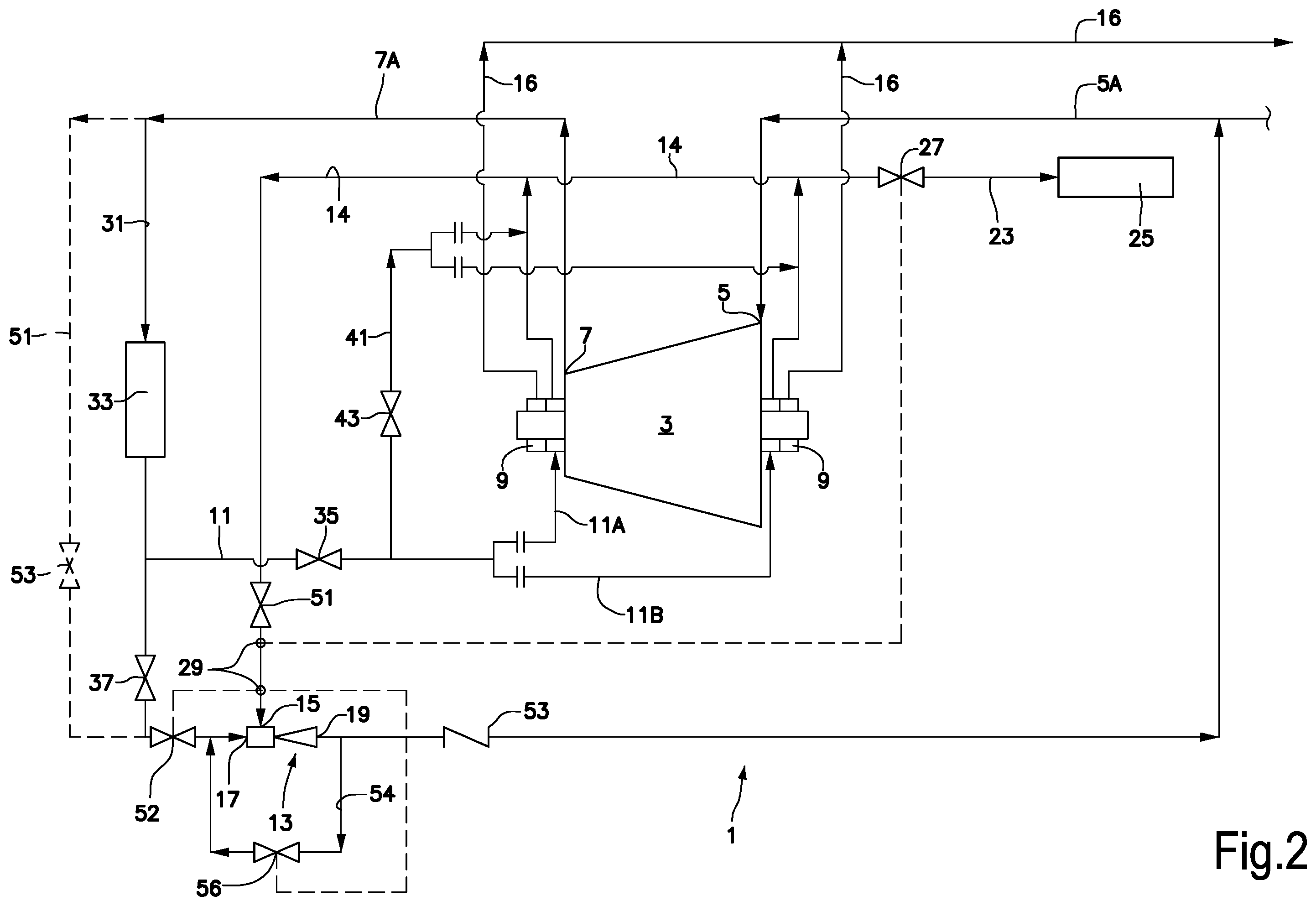 Patent US12345160 Figure 2 – Seal leak gas recovery system using an ejector and method