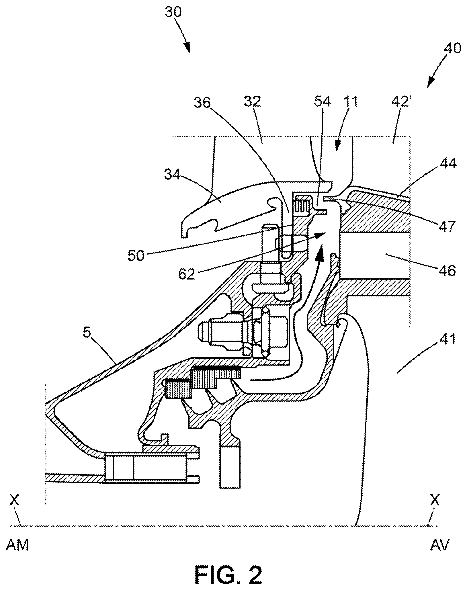 Patent US12345161 Figure 2 – High-pressure gas turbine for a turbine engine and turbine engine