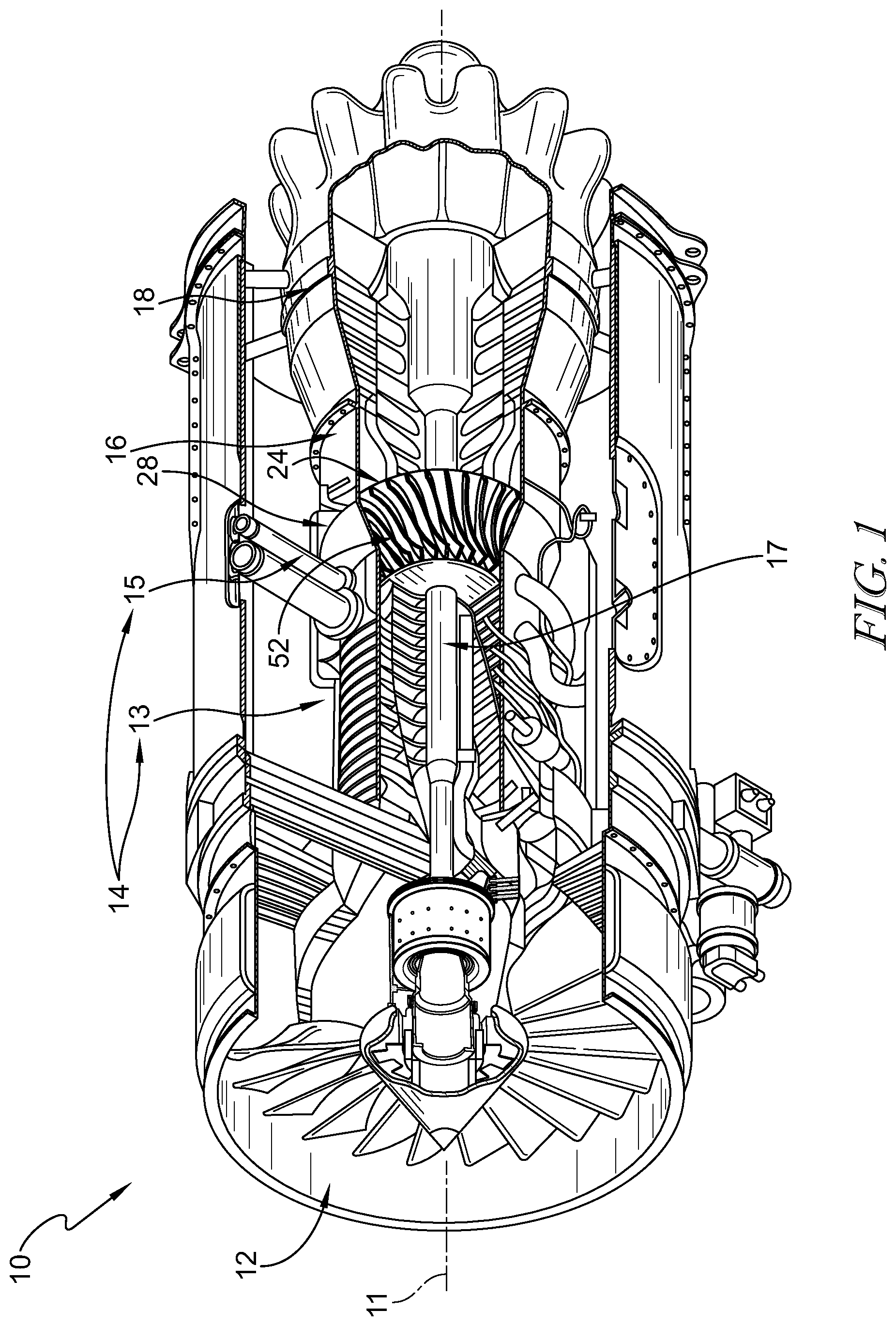 Patent US12345162 Figure 1 – Adjustable position impeller shroud for centrifugal compressors