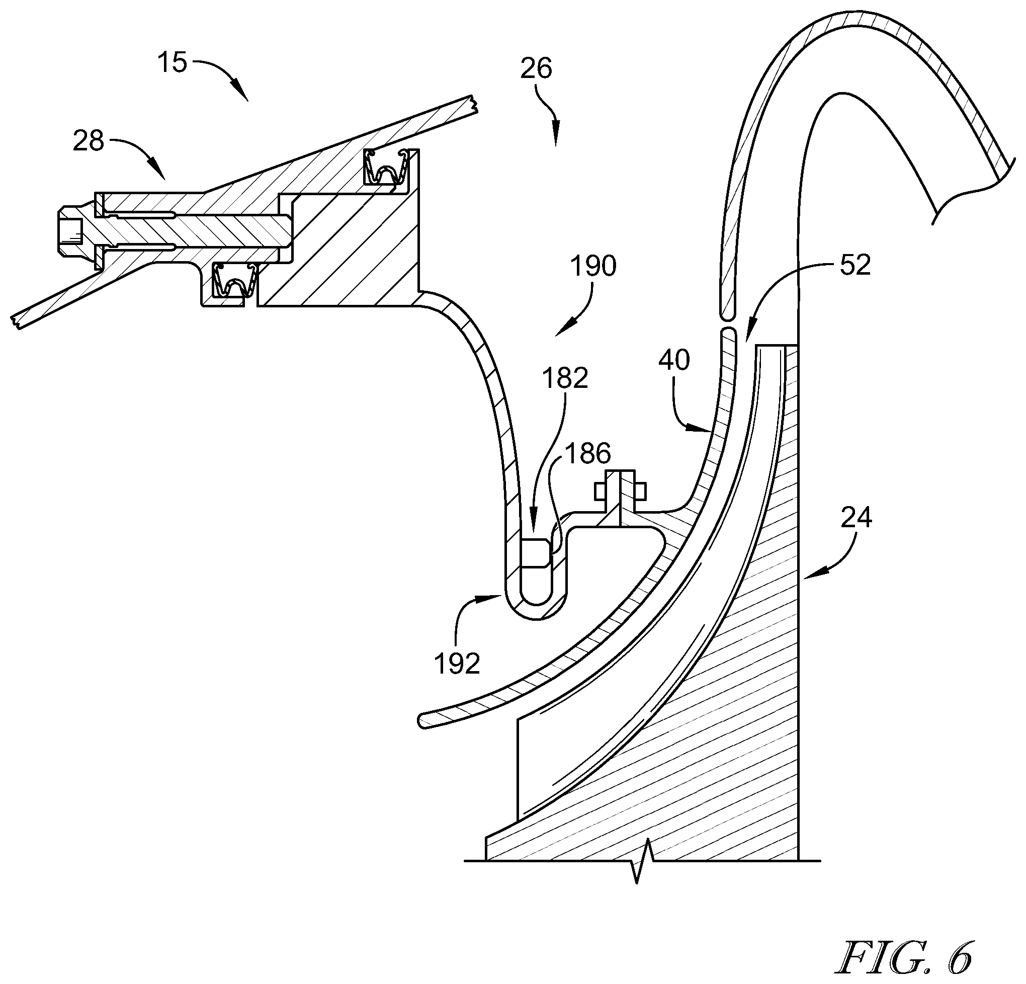 Patent US12345163 Figure 6 – Travel stop for a tip clearance control system