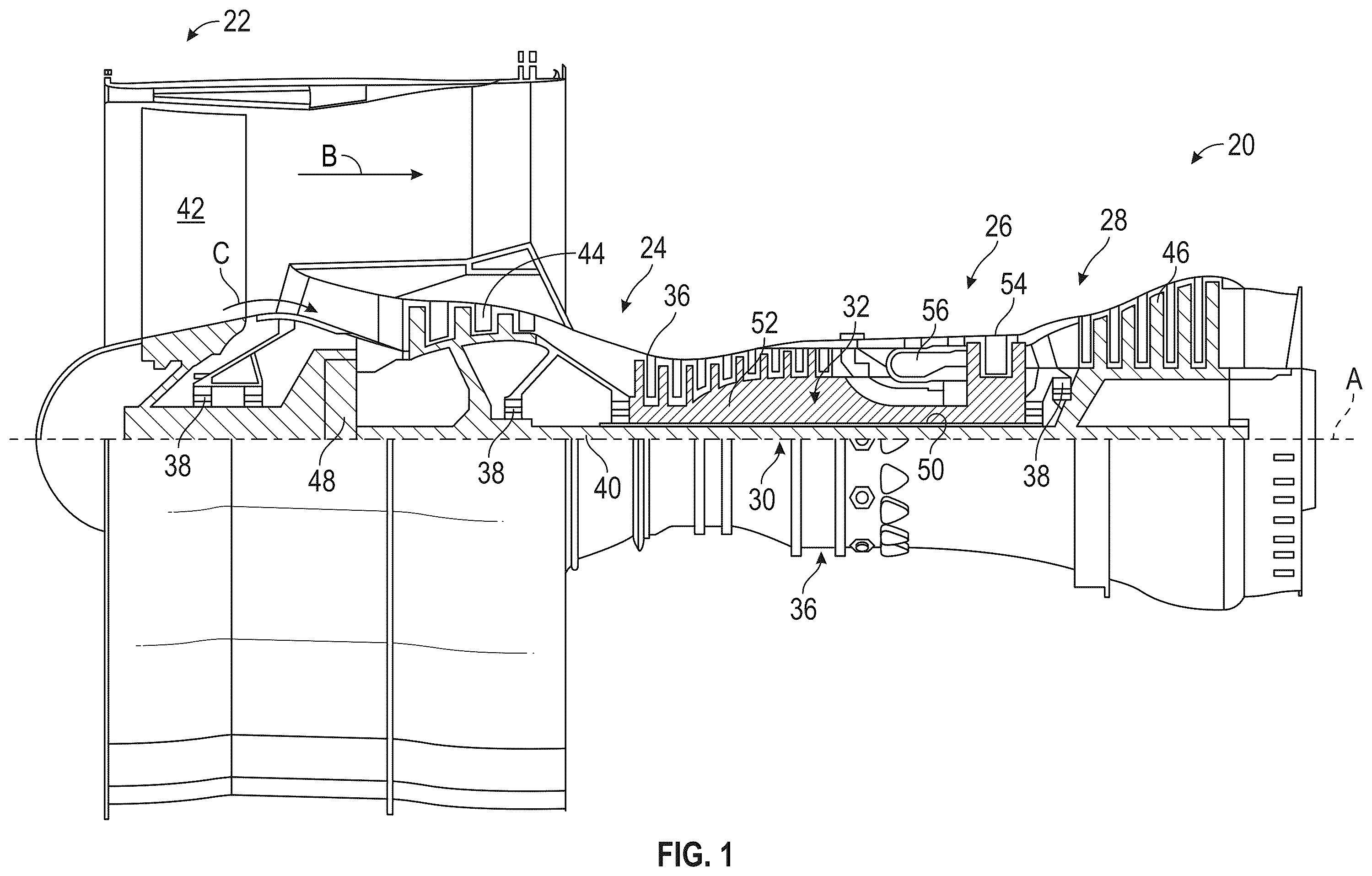 Patent US12345168 Figure 1 – Fitting for an instrument lead with a connector for a gas turbine engine