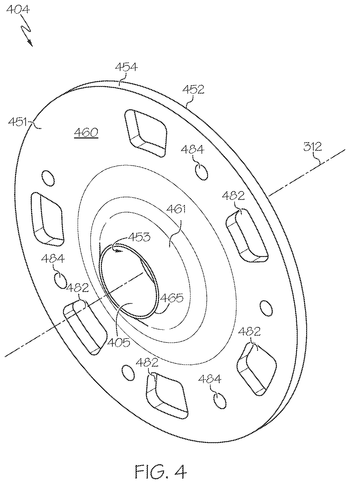 Patent US12345170 Figure 4 – Turbomachine with thrust bearing seal plate housing member having working fluid flow aperture