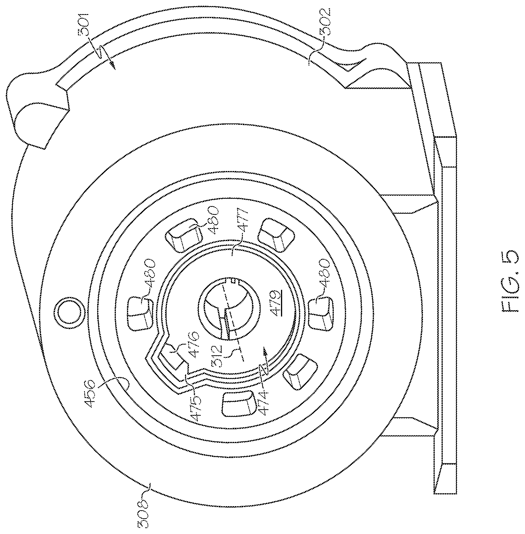 Patent US12345170 Figure 5 – Turbomachine with thrust bearing seal plate housing member having working fluid flow aperture