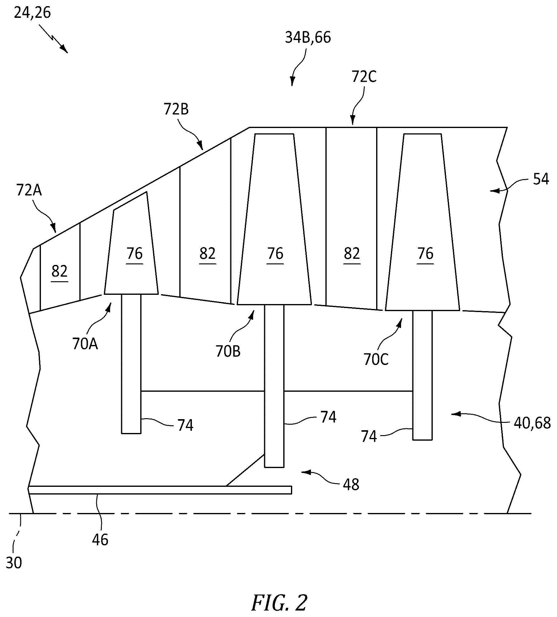 Patent US12345174 Figure 2 – Turbine engine airfoil