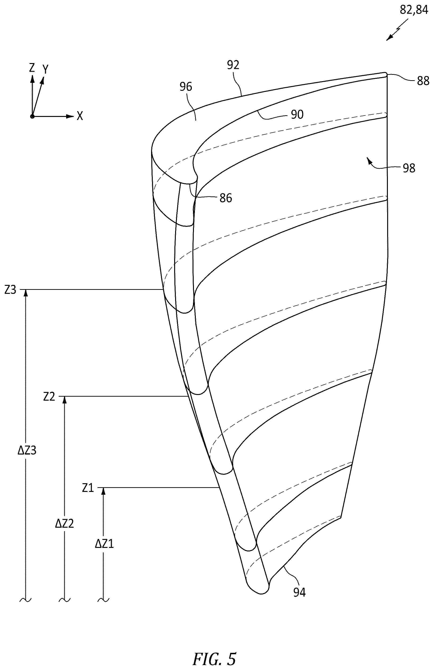 Patent US12345174 Figure 5 – Turbine engine airfoil