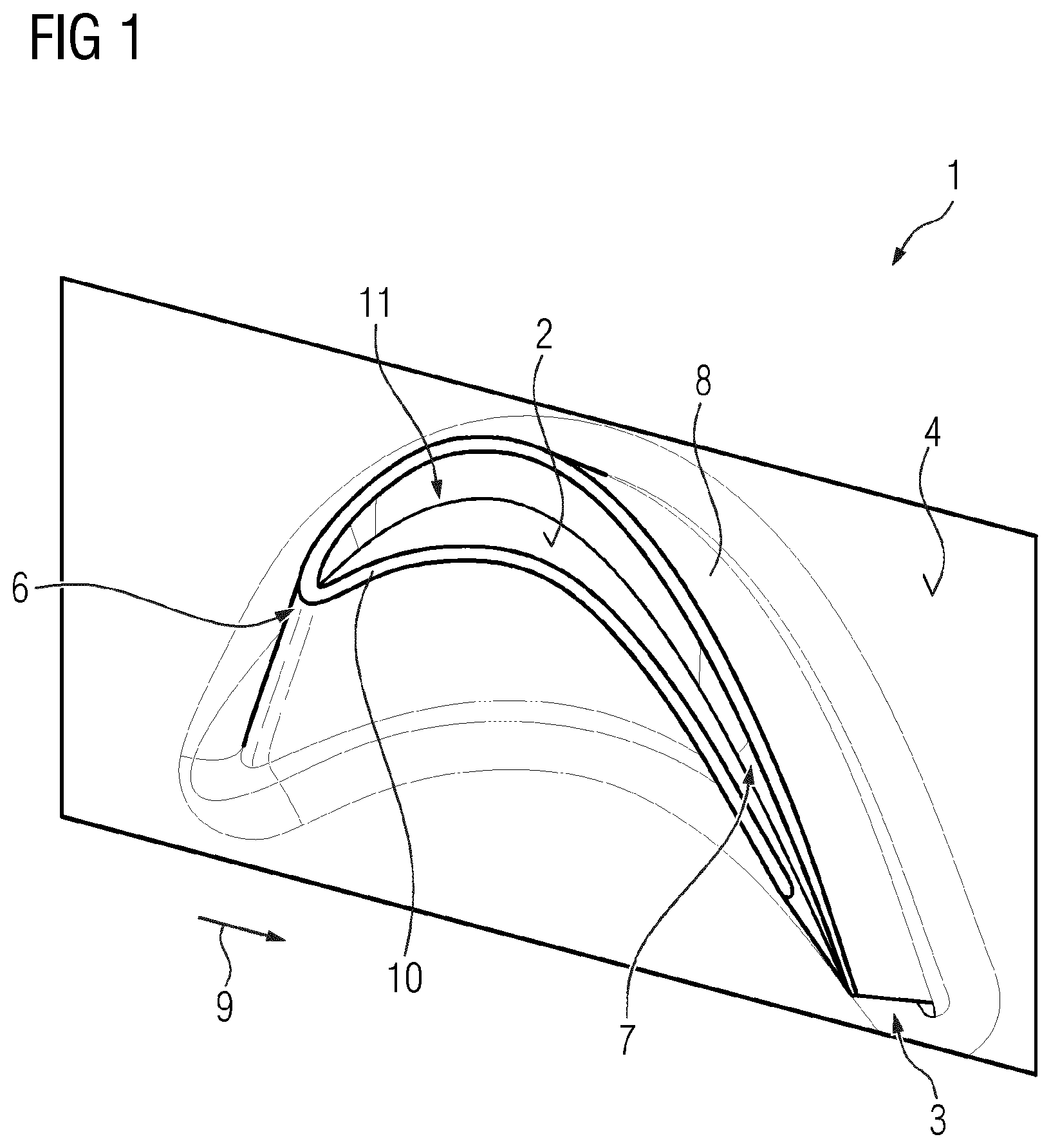 Patent US12345176 Figure 1 – Rotor-blade tip including cooling configuration