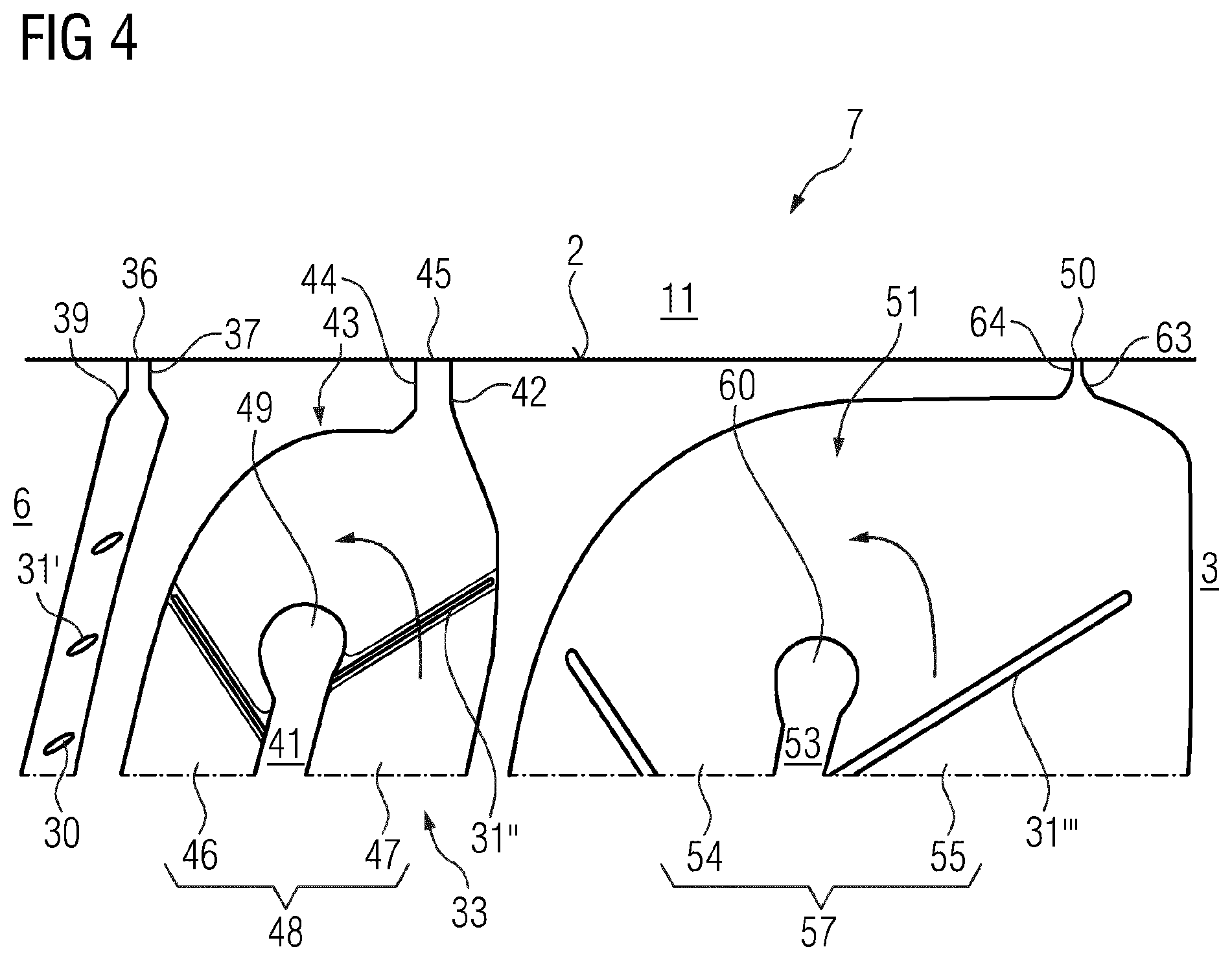 Patent US12345176 Figure 4 – Rotor-blade tip including cooling configuration