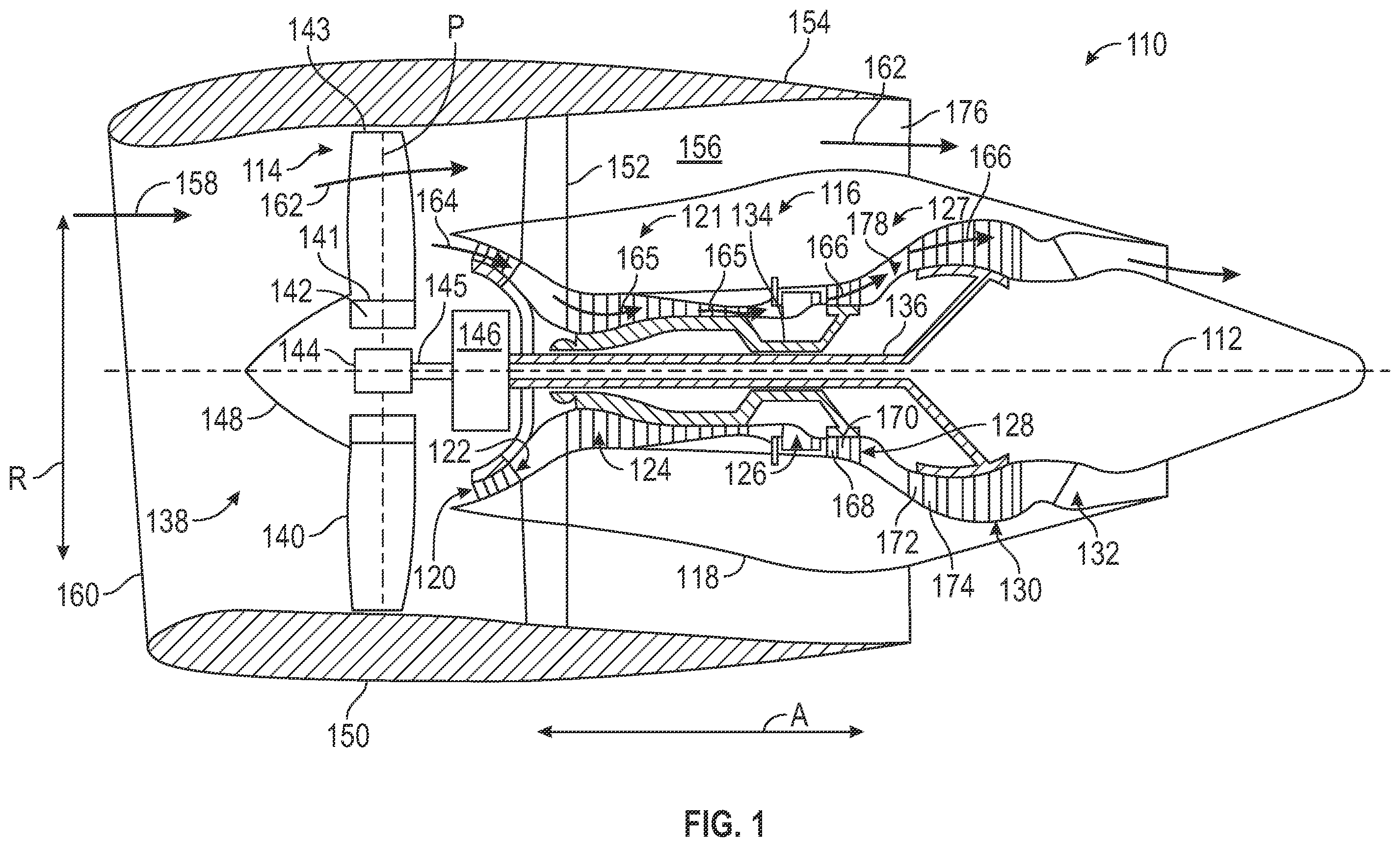 Patent US12345178 Figure 1 – Turbofan engine including a fan actuation system