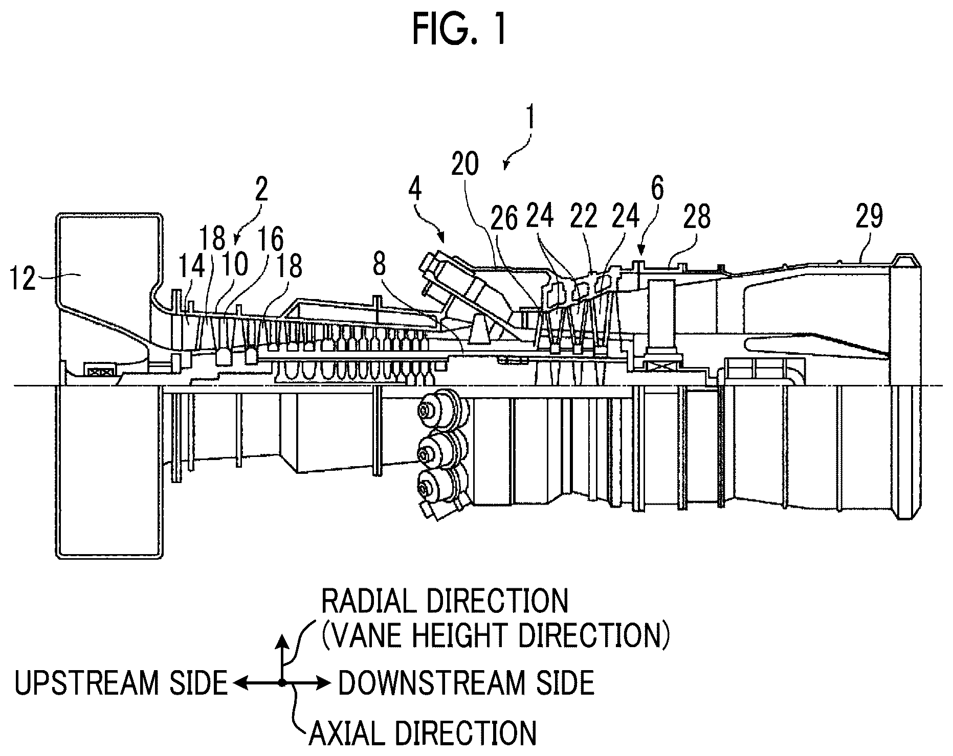 Patent US12345179 Figure 1 – Turbine stator vane and gas turbine