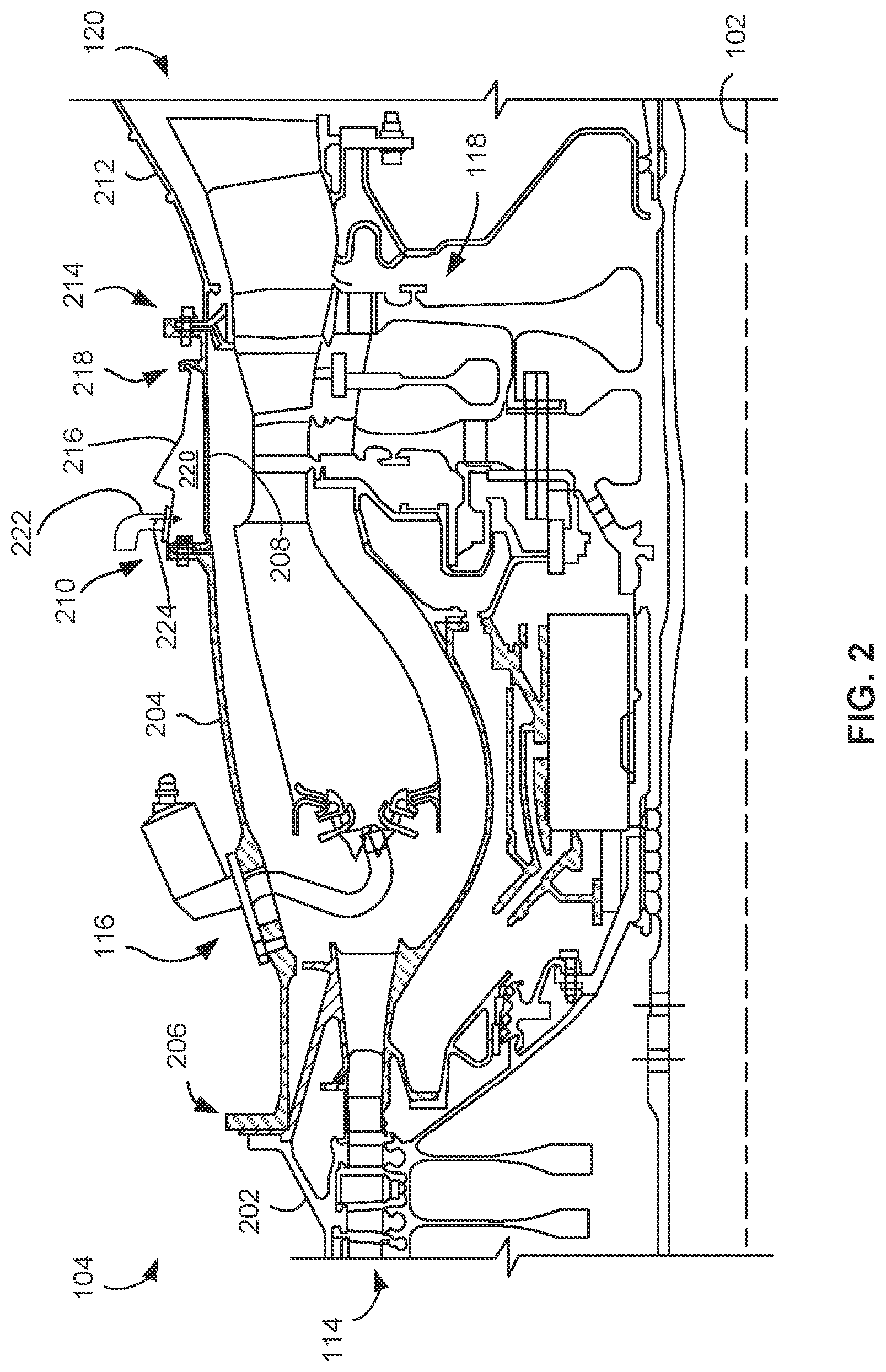 Patent US12345180 Figure 2 – Stator plenum for a gas turbine engine