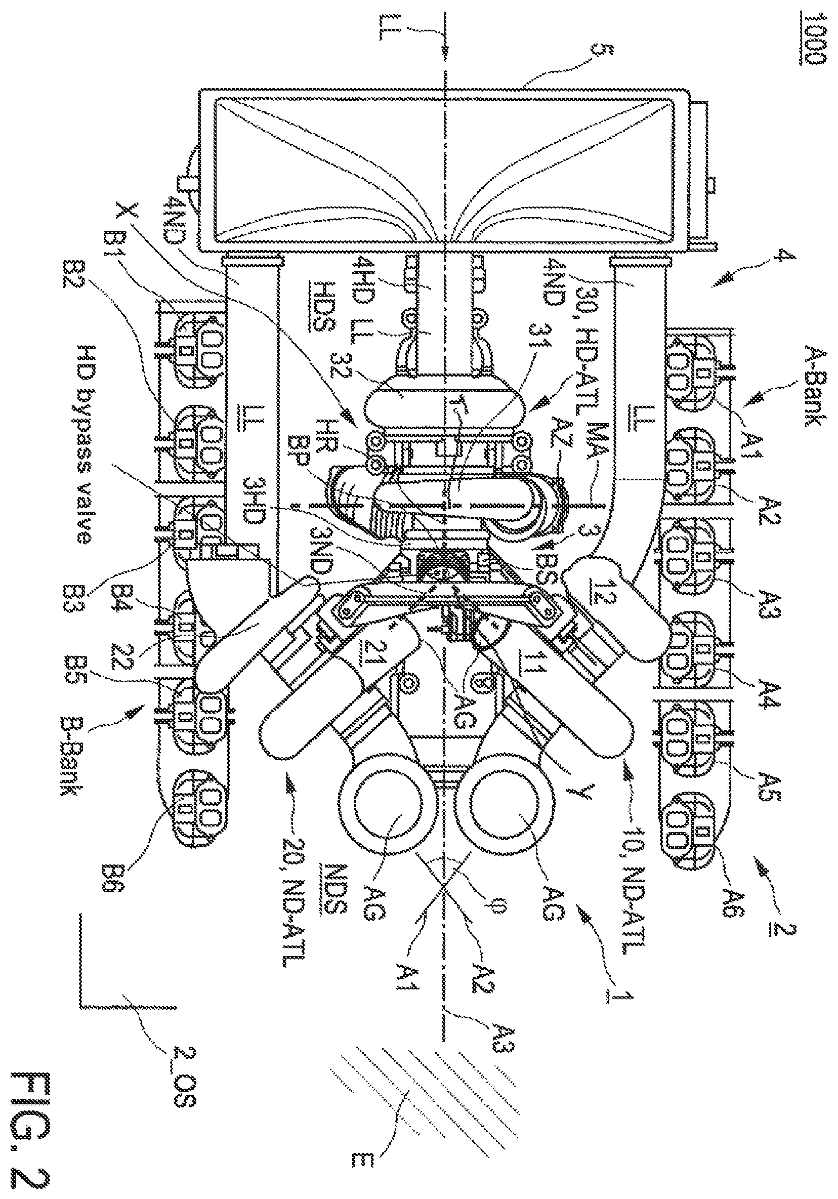 Patent US12345196 Figure 2 – Exhaust gas turbocharger arrangement and internal combustion engine
