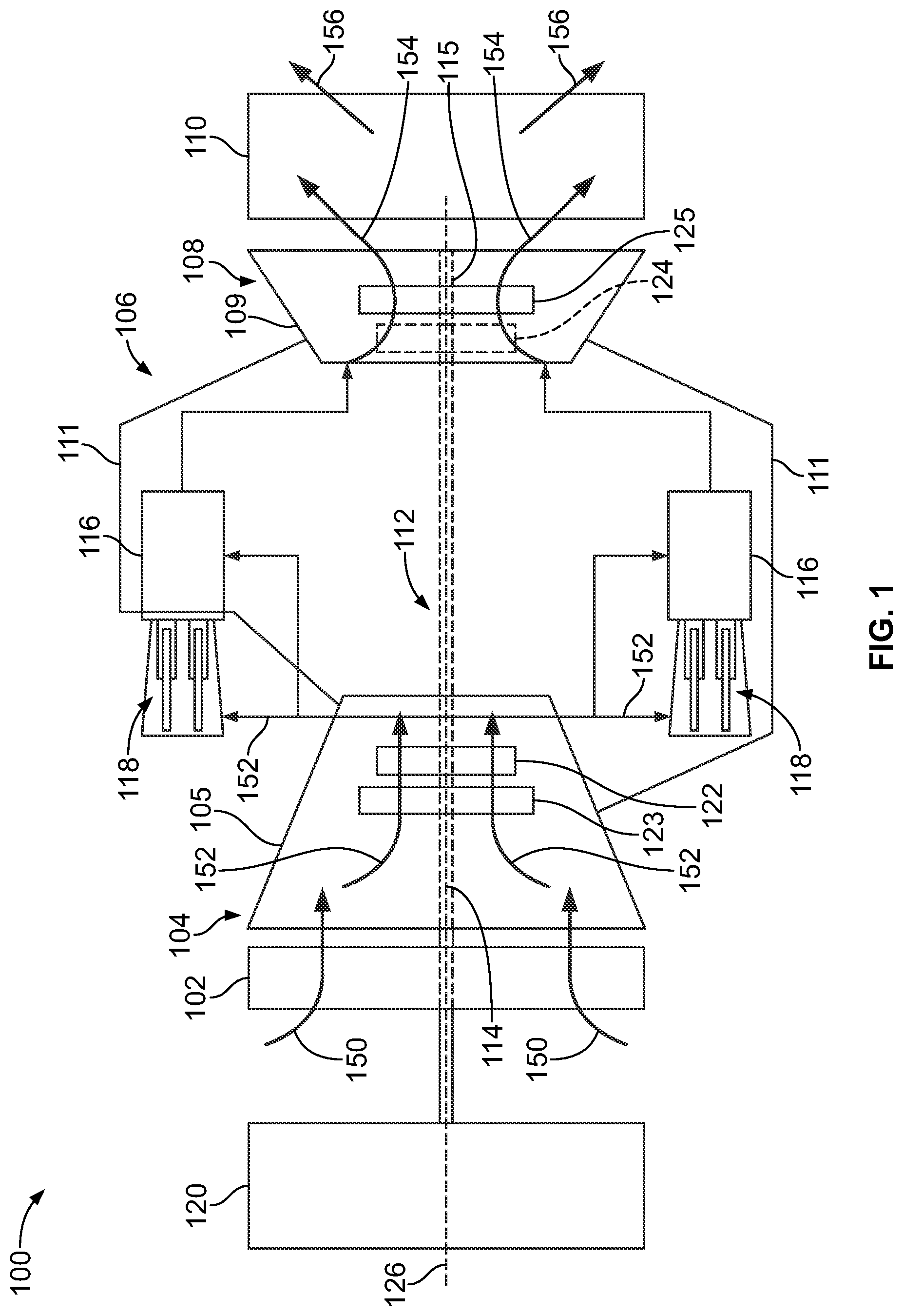 Patent US12345200 Figure 1 – Particle separators for turbomachines and method of operating the same