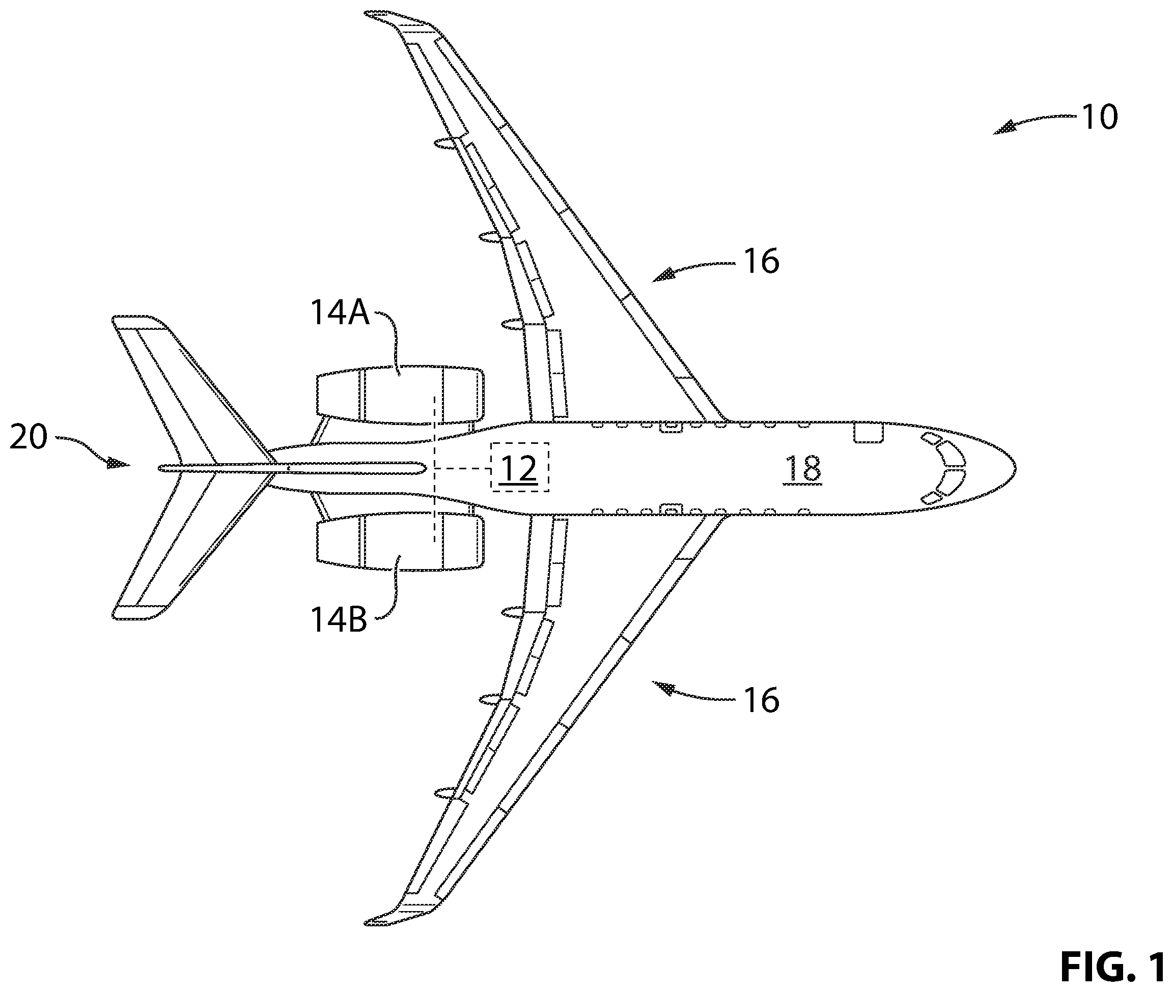 Patent US12345209 Figure 1 – System and method for synchrophasing aircraft engines