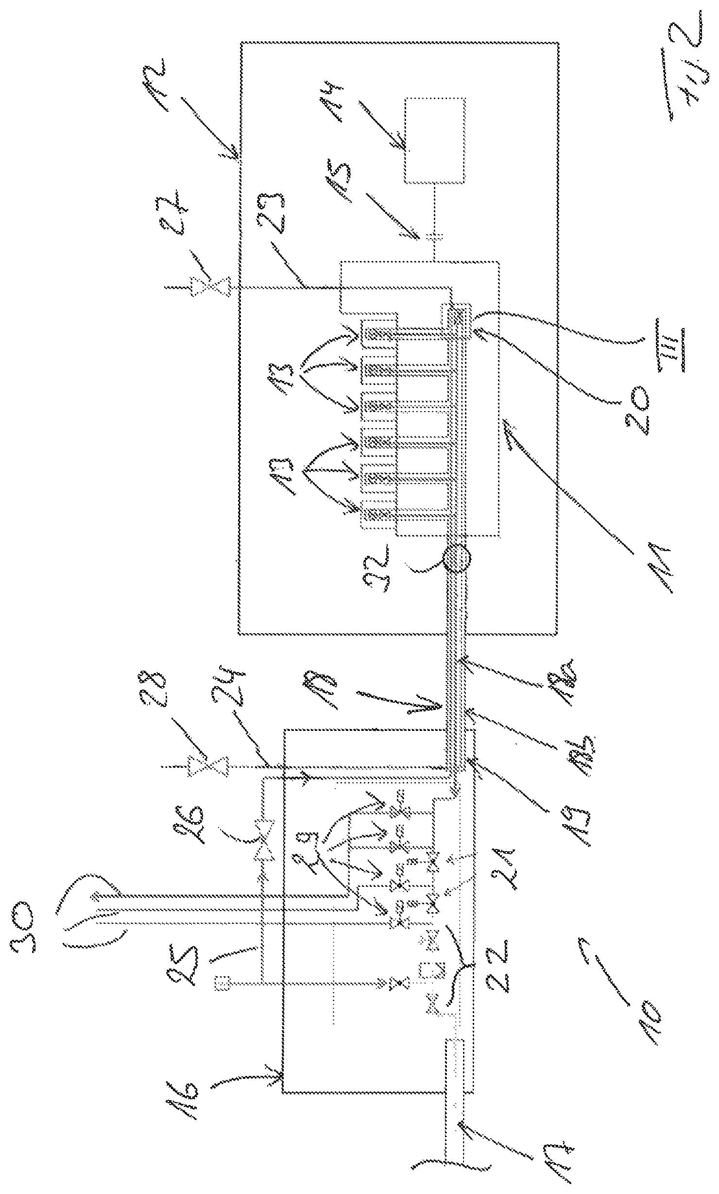 Patent US12345213 Figure 2 – Gas supply system for a gas engine or dual-fuel engine and method for operating the same