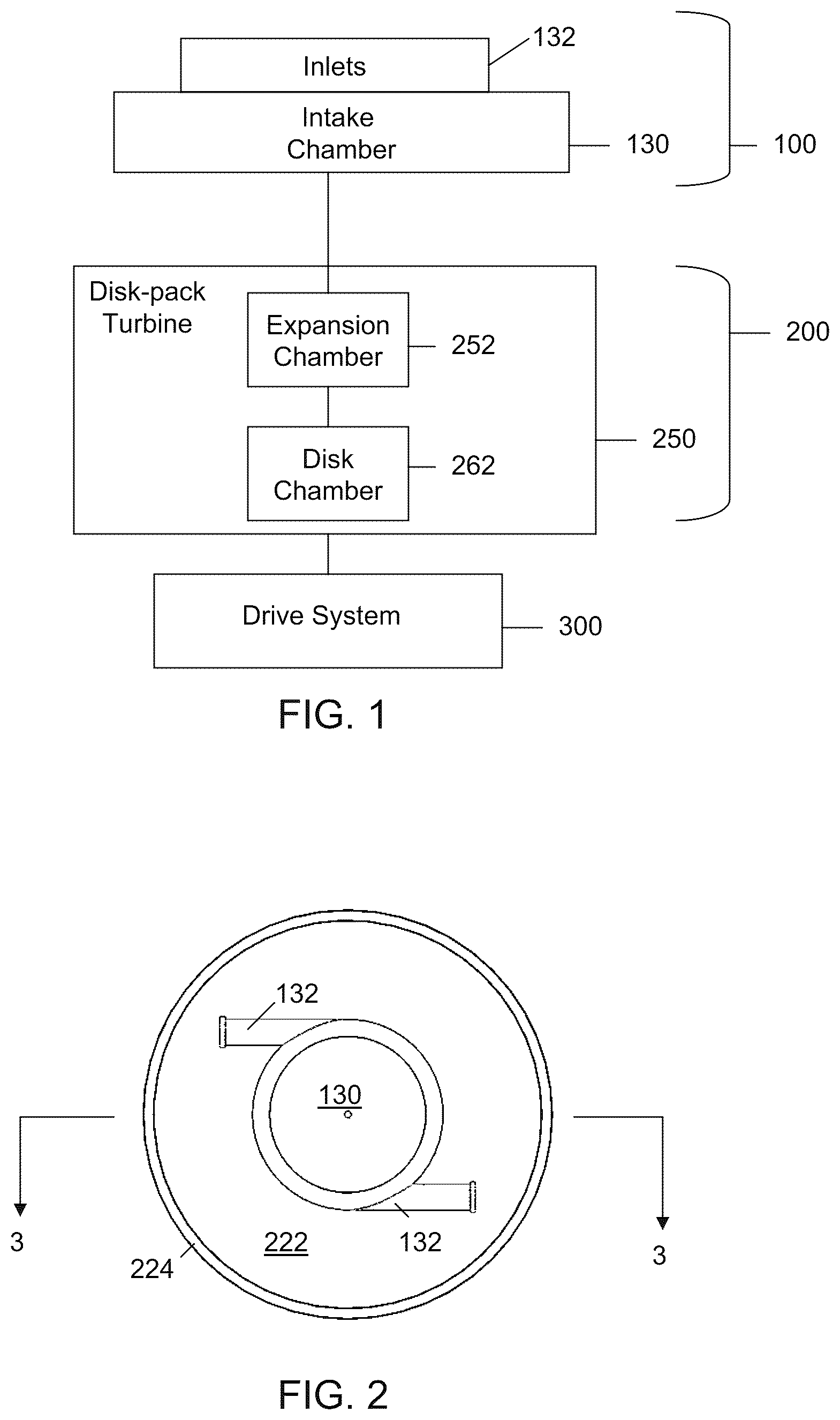 Patent US12345242 Figure 1 – Fluid processing system with a disk-pack turbine