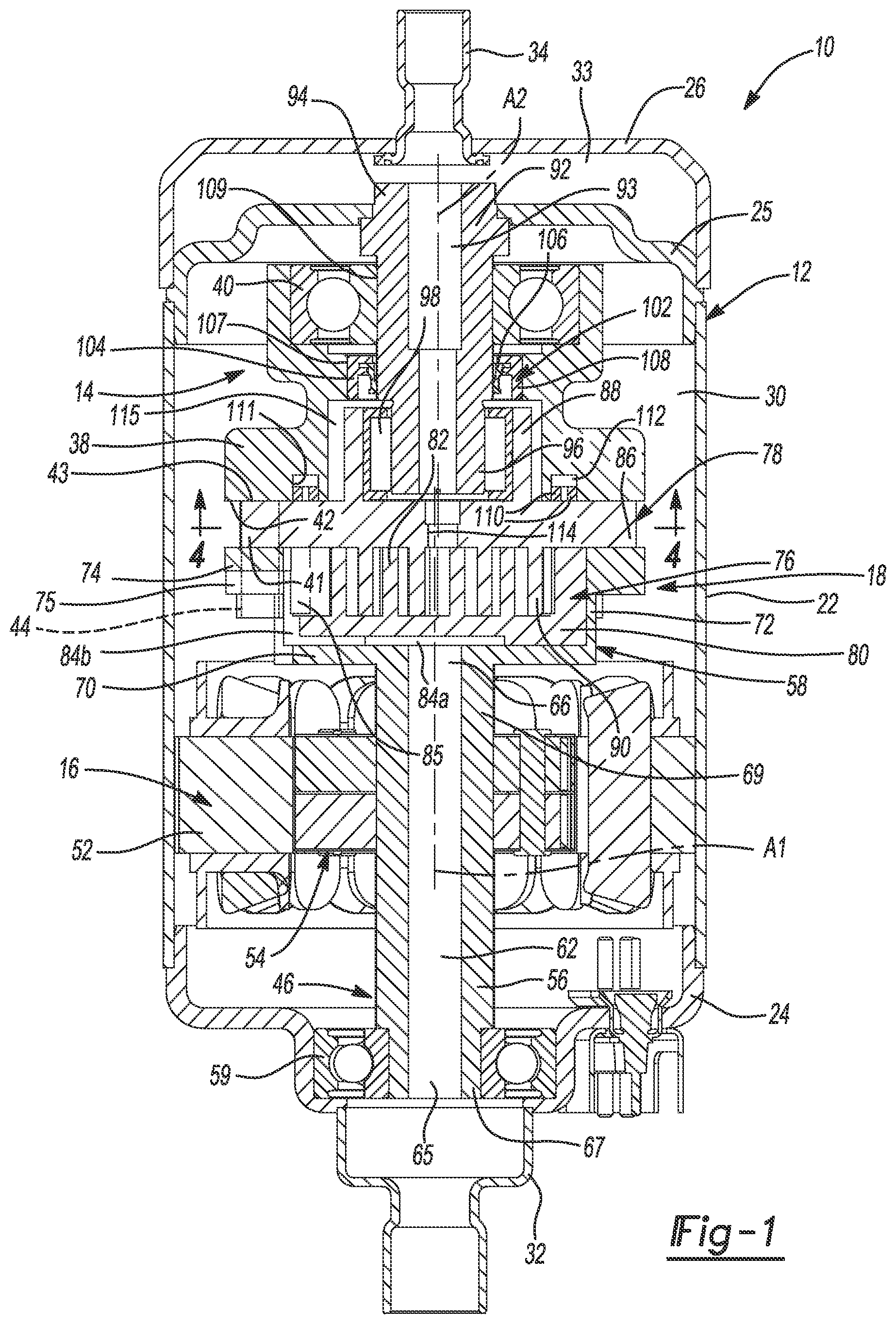 Patent US12345258 Figure 1 – Co-rotating scroll compressor having synchronization mechanism