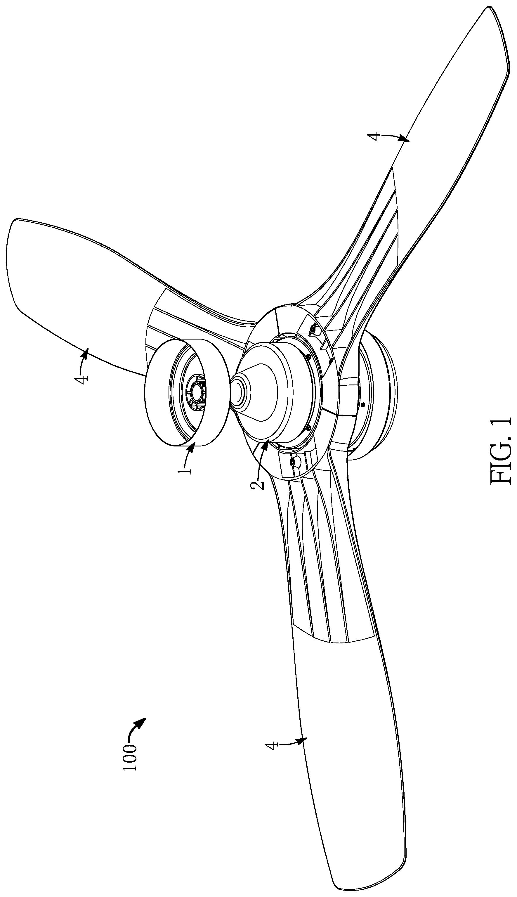 Patent US12345272 Figure 1 – Ceiling fan and structure thereof