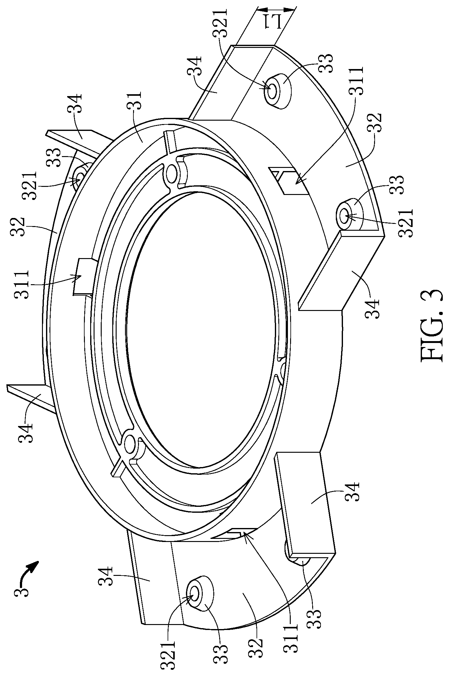 Patent US12345272 Figure 3 – Ceiling fan and structure thereof
