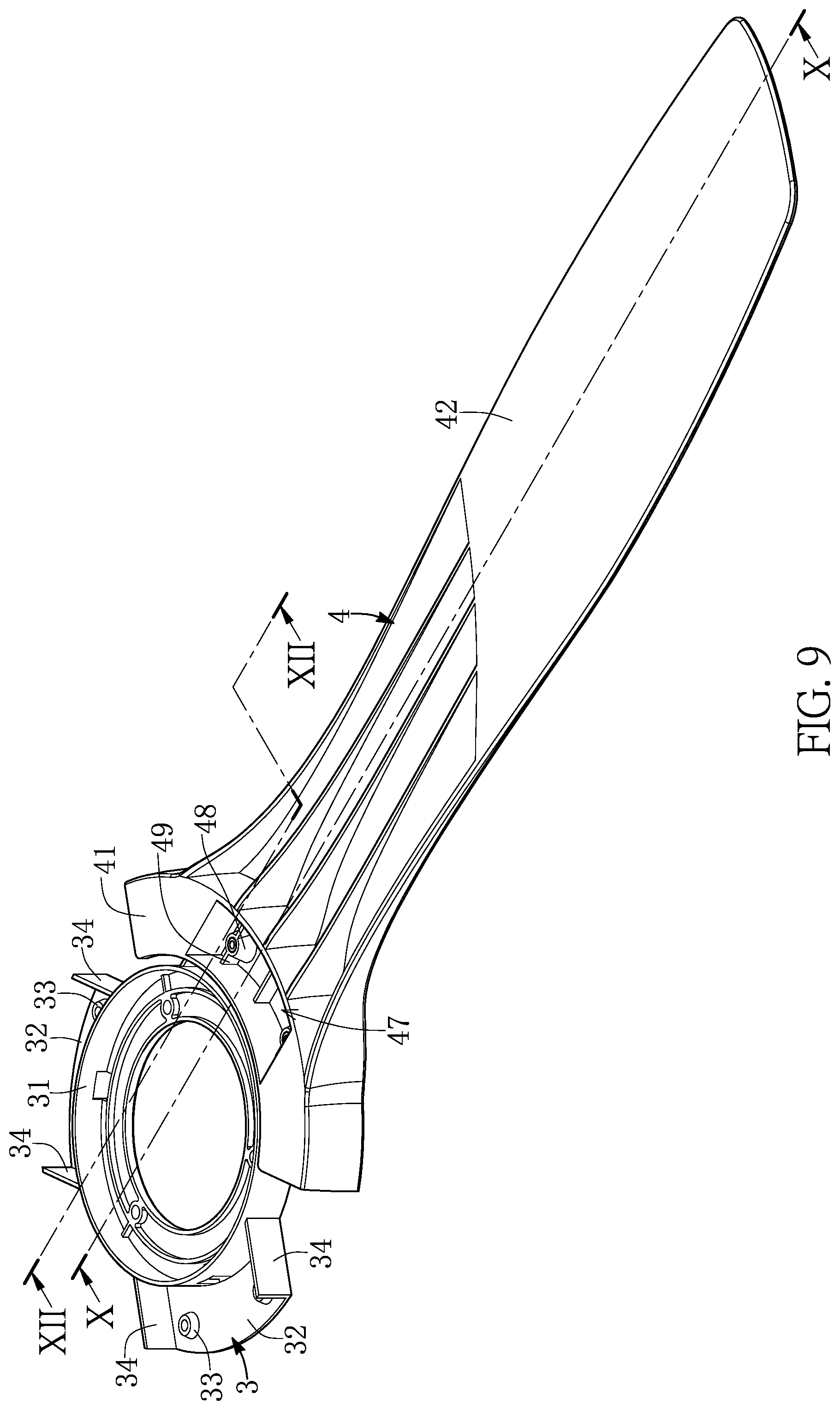 Patent US12345272 Figure 9 – Ceiling fan and structure thereof