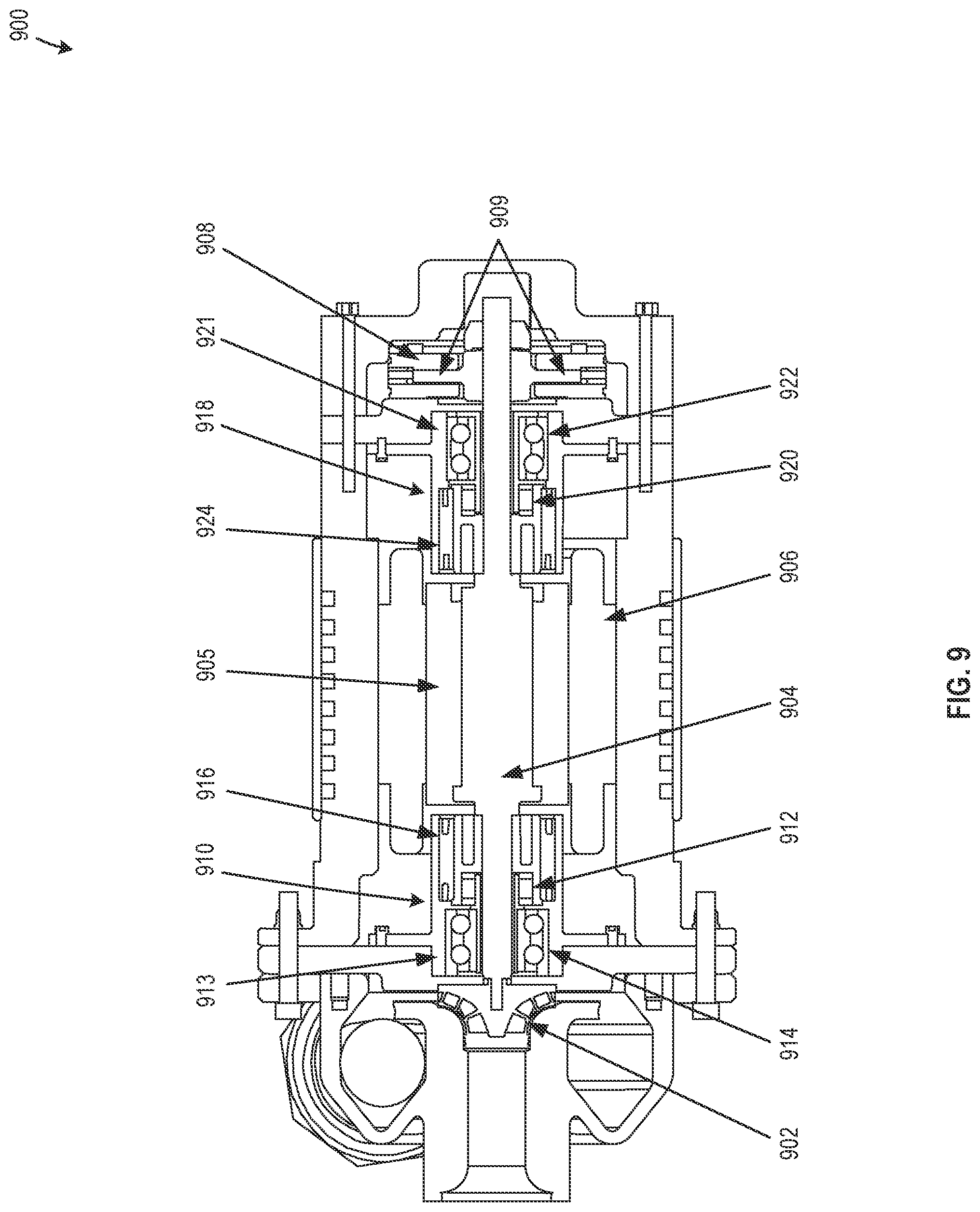 Patent US12345279 Figure 9 – Oil lubricated fluid pumps with oil separators