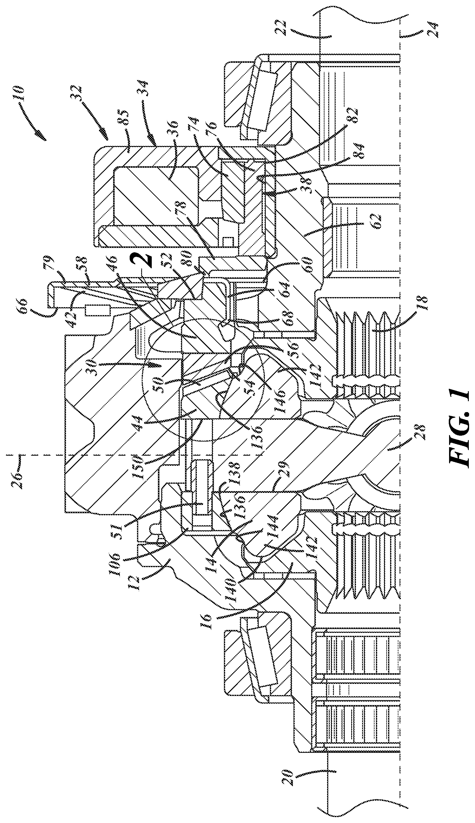 Patent US12345298 Figure 1 – Rotary power transmission device with clutch