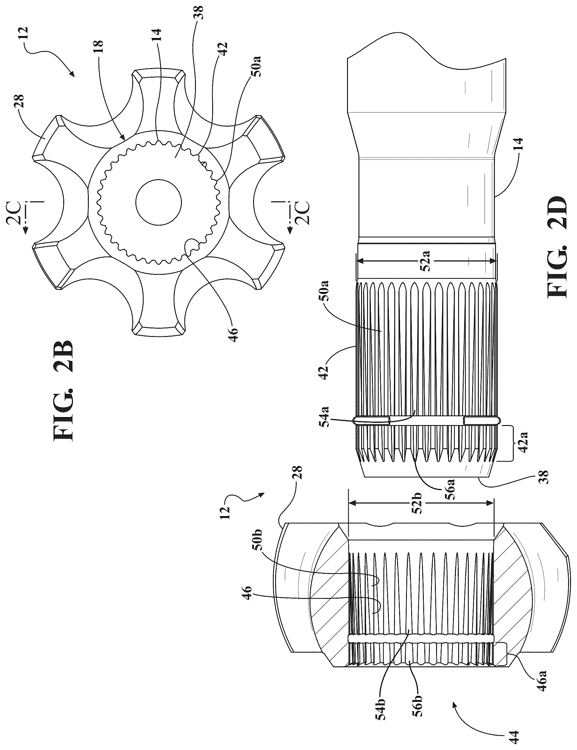 Patent US12345300 Figure 3 – Tapered minor diameter spline to increase strength and fatigue life