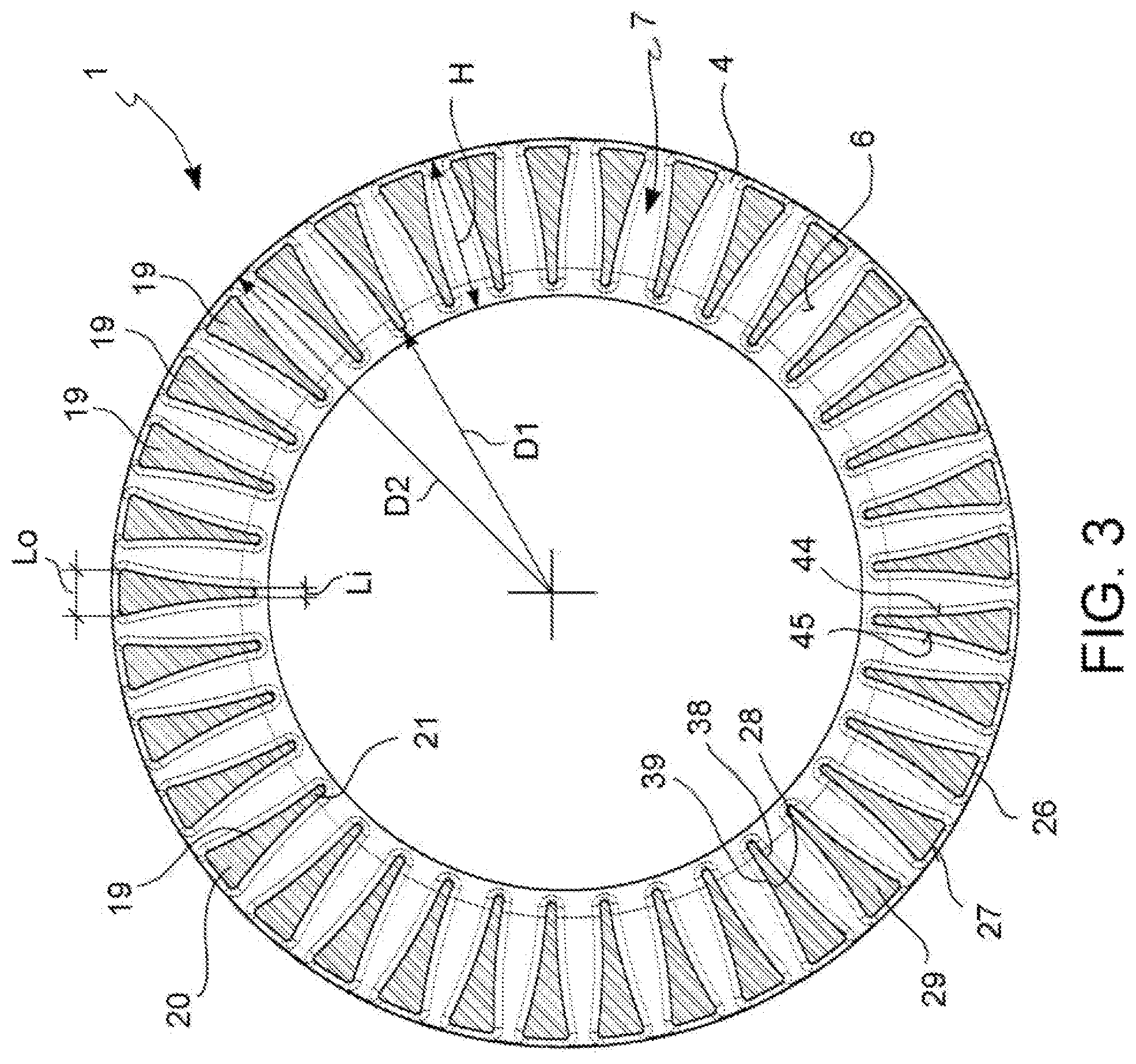 Patent US12345303 Figure 3 – Braking band of a disc for disc brake of ventilated type