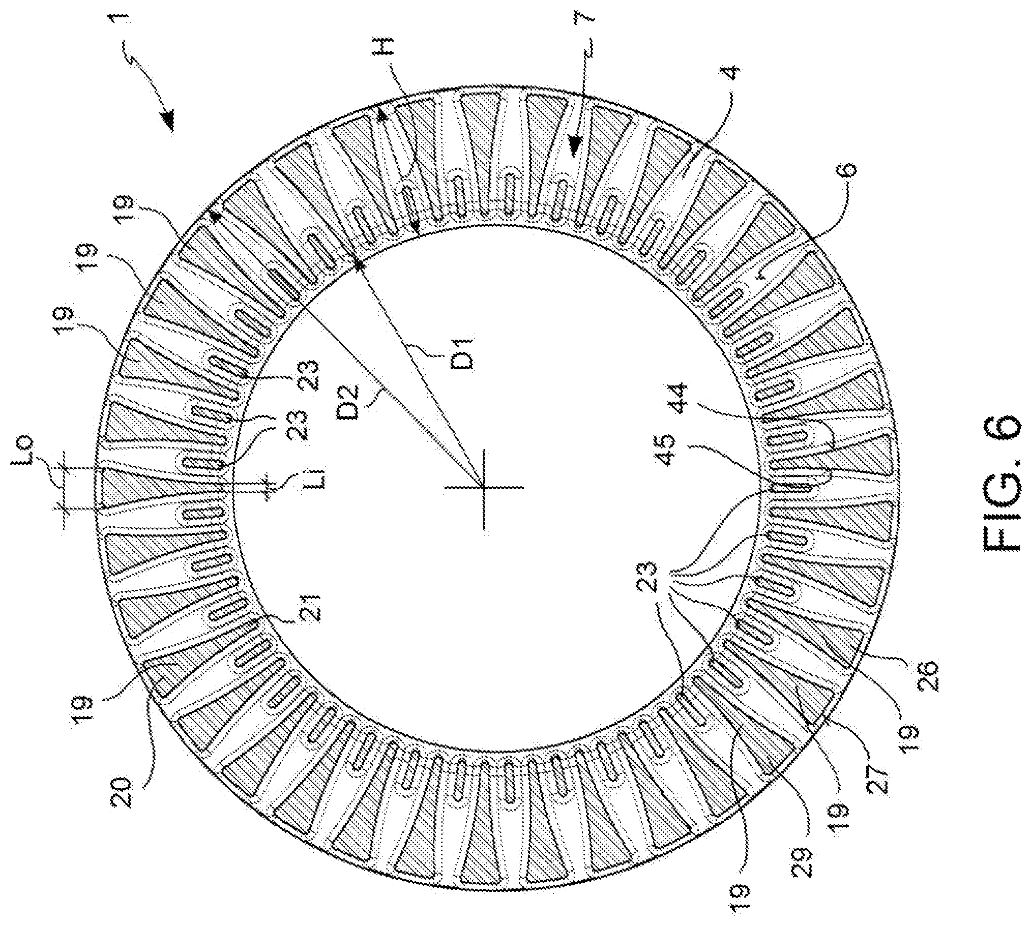 Patent US12345303 Figure 6 – Braking band of a disc for disc brake of ventilated type