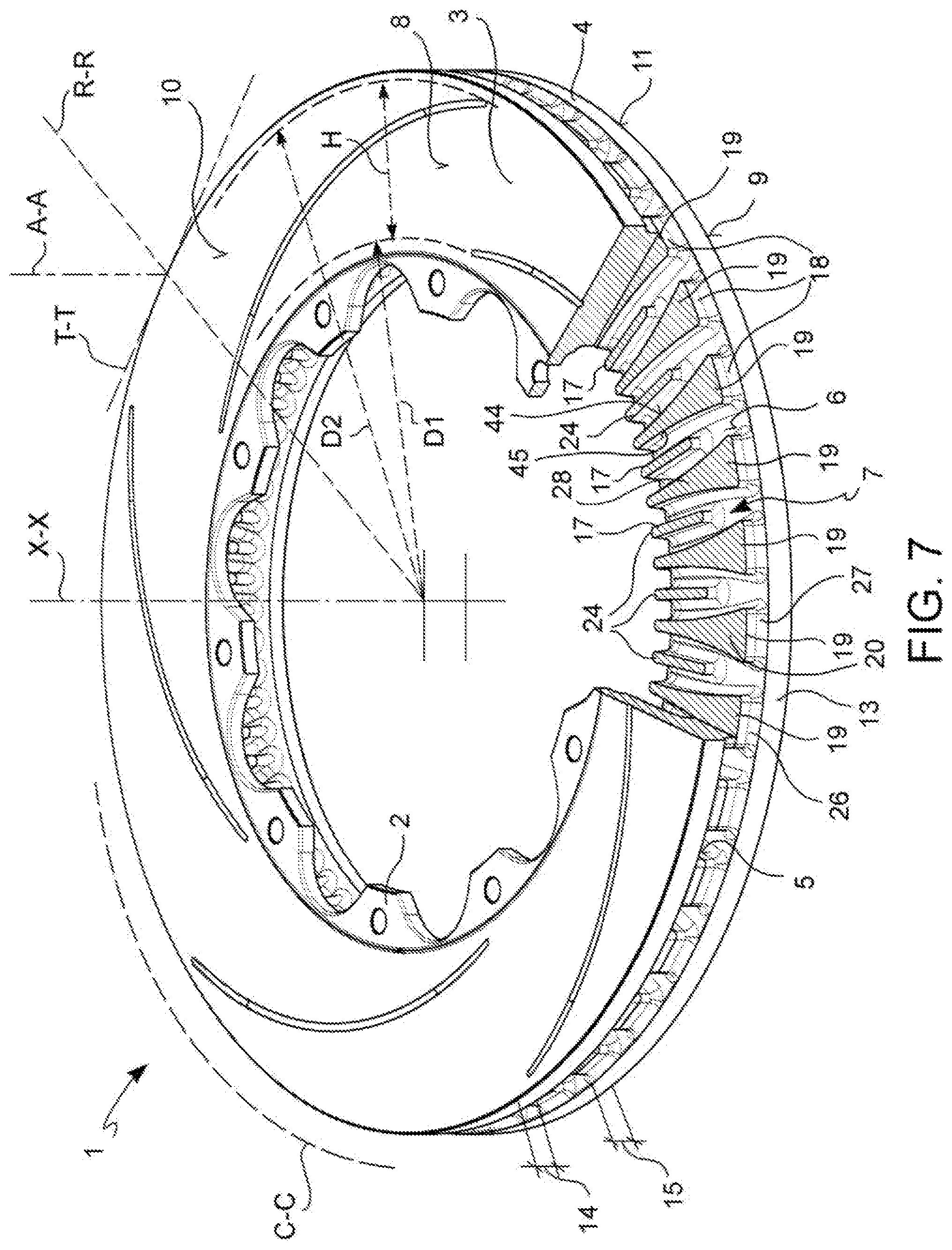 Patent US12345303 Figure 7 – Braking band of a disc for disc brake of ventilated type