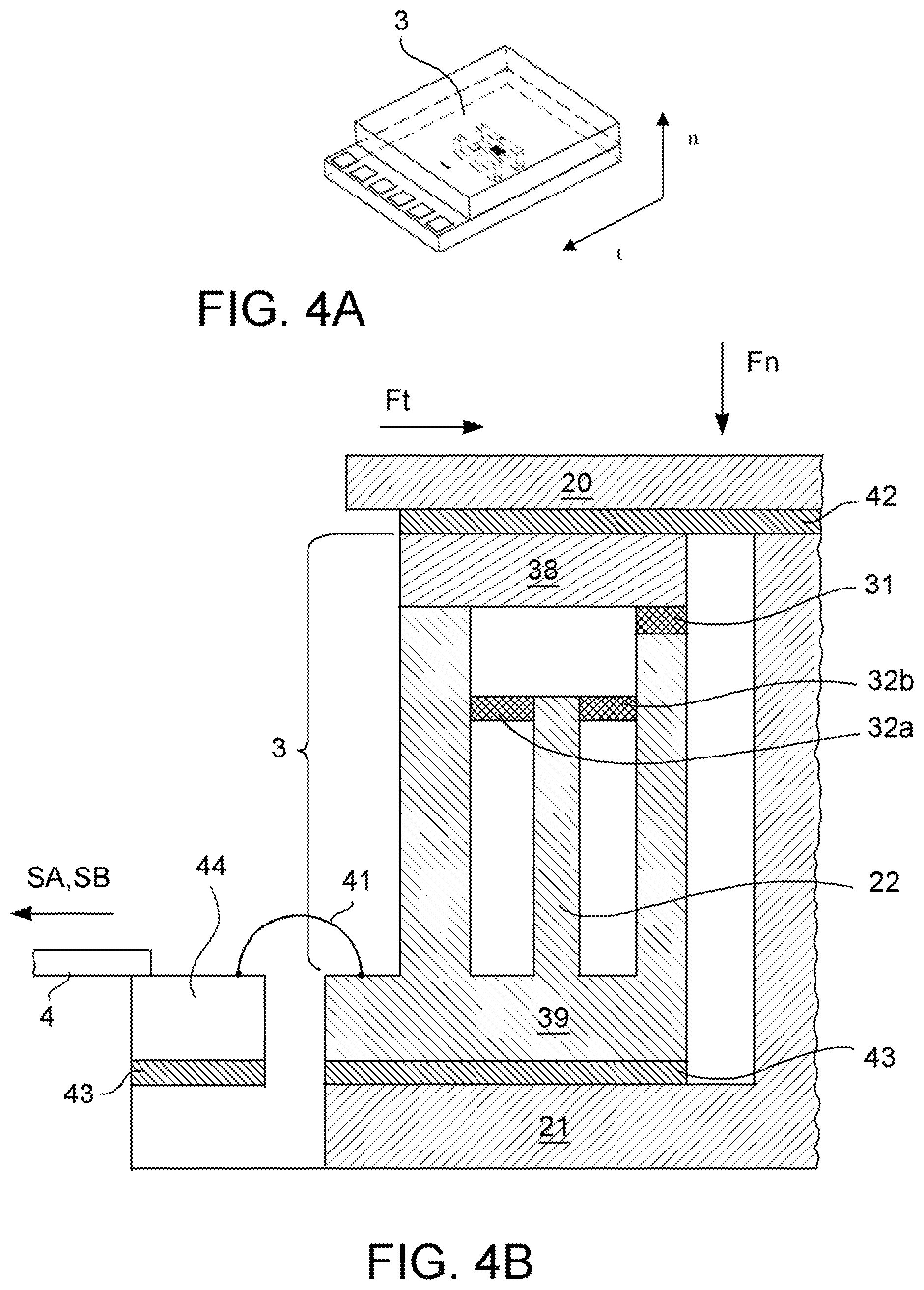 Patent US12345306 Figure 3 – Device and method for a simultaneous detection of tangential and normal forces acting in a detection point at a brake caliper or at a suspension of a vehicle wheel