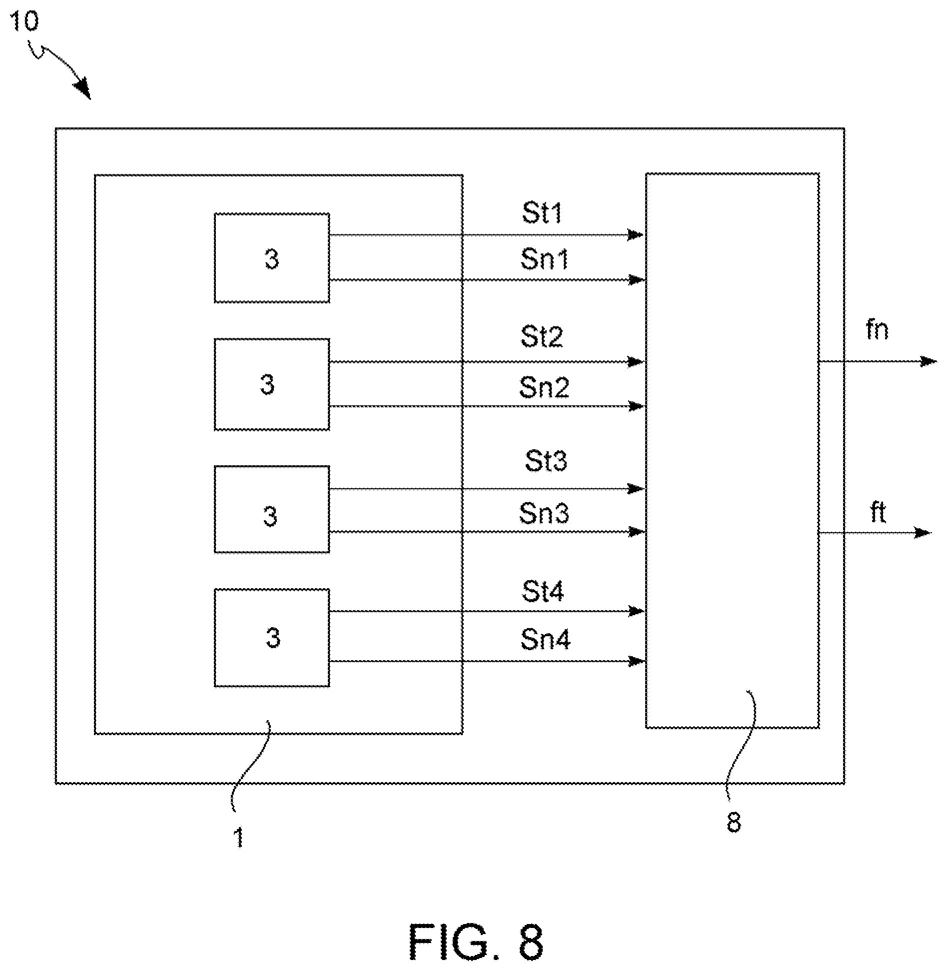 Patent US12345306 Figure 6 – Device and method for a simultaneous detection of tangential and normal forces acting in a detection point at a brake caliper or at a suspension of a vehicle wheel