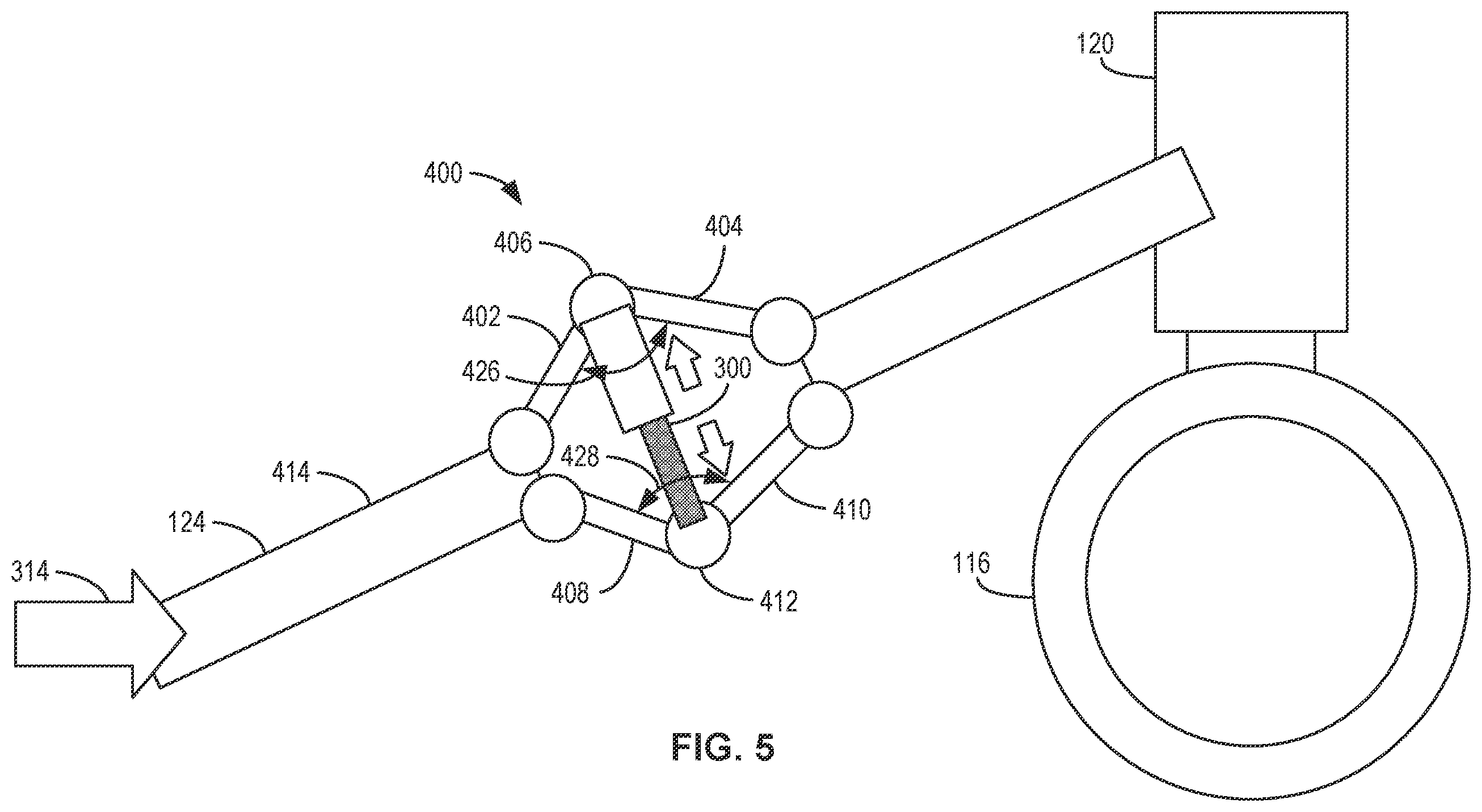 Patent US12345308 Figure 5 – Methods, systems, apparatus, and articles of manufacture to damp catapult loads on an aircraft