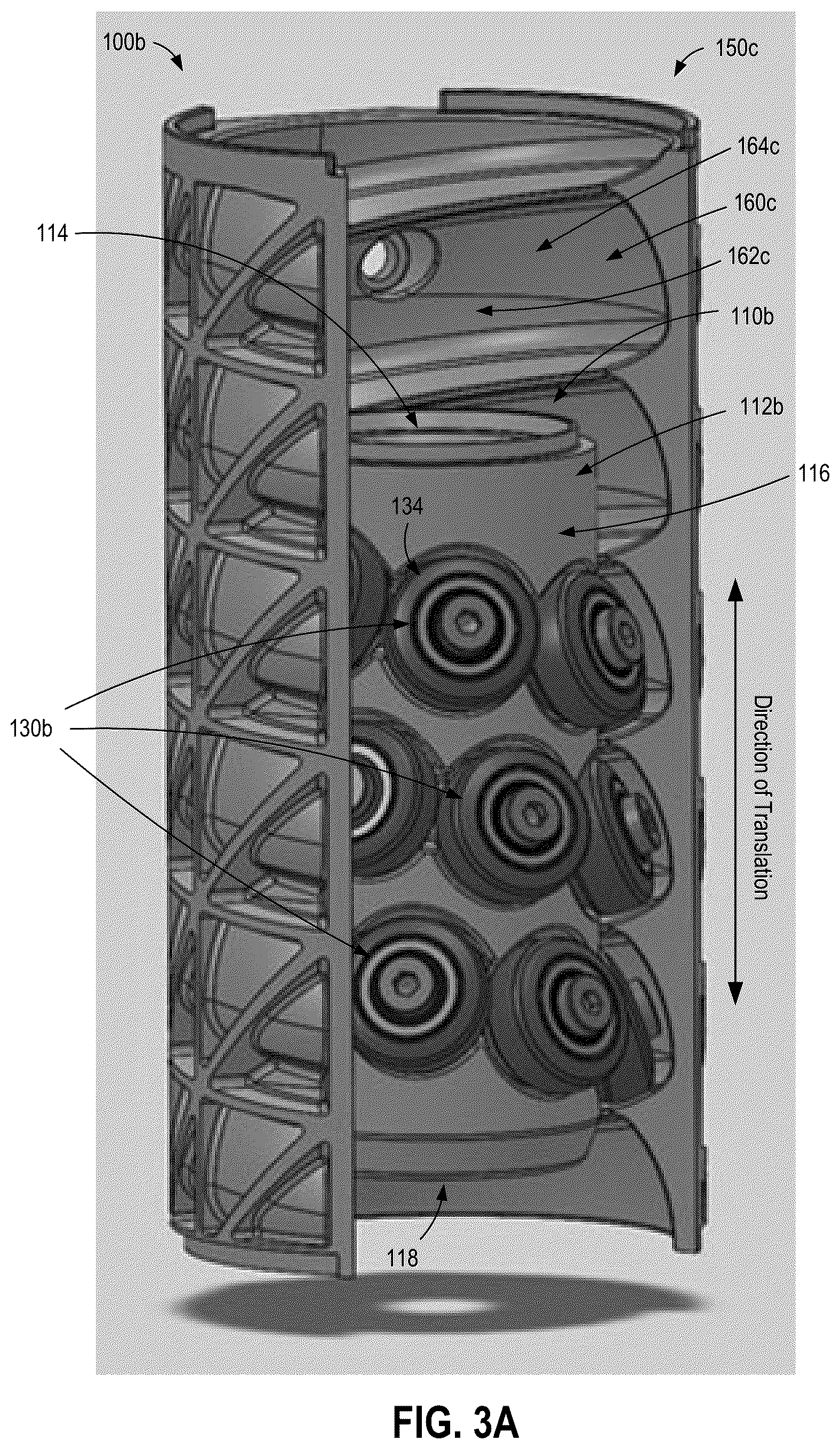 Patent US12345312 Figure 7 – Discrete roller assembly-based helical drive for translation