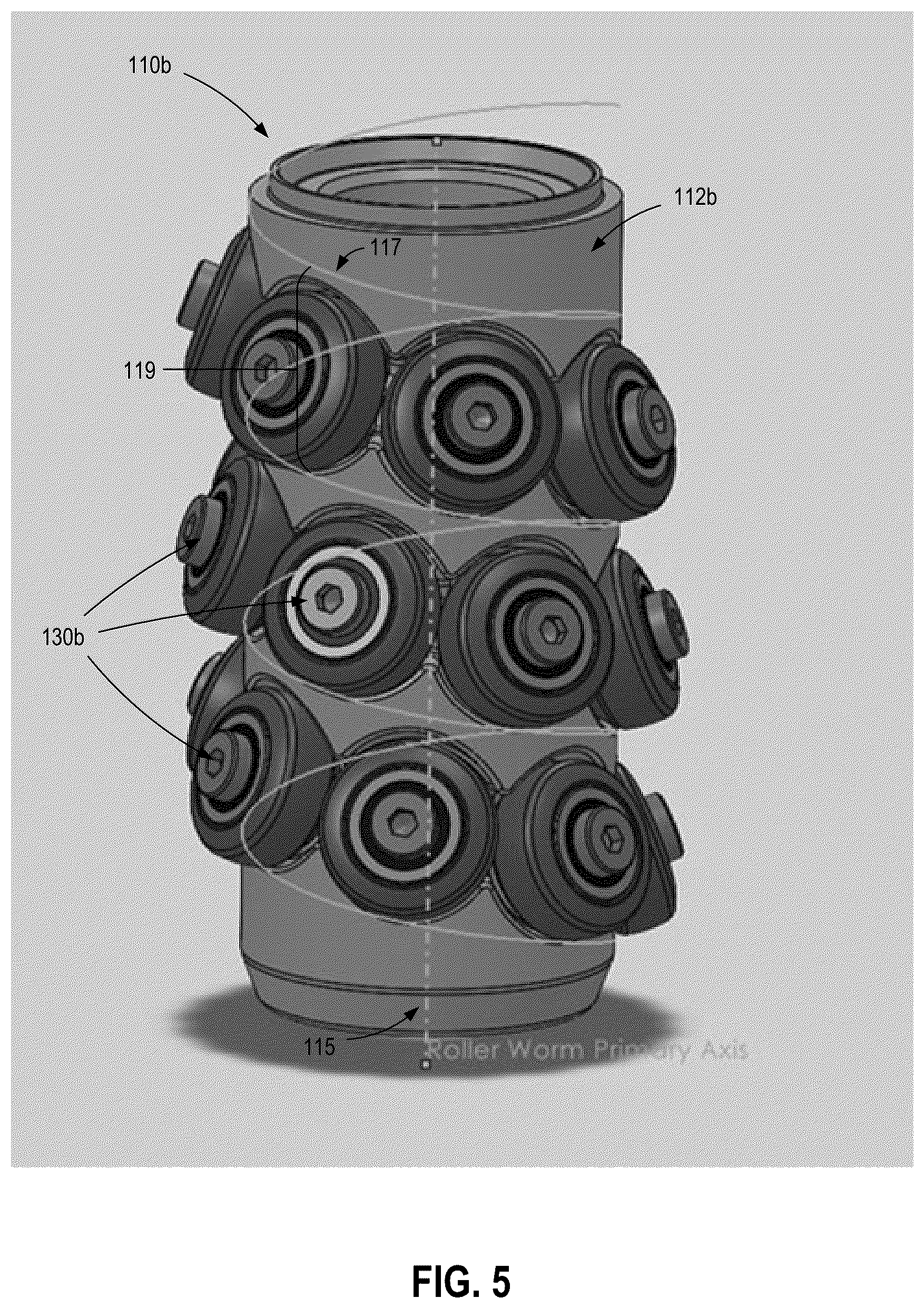 Patent US12345312 Figure 11 – Discrete roller assembly-based helical drive for translation