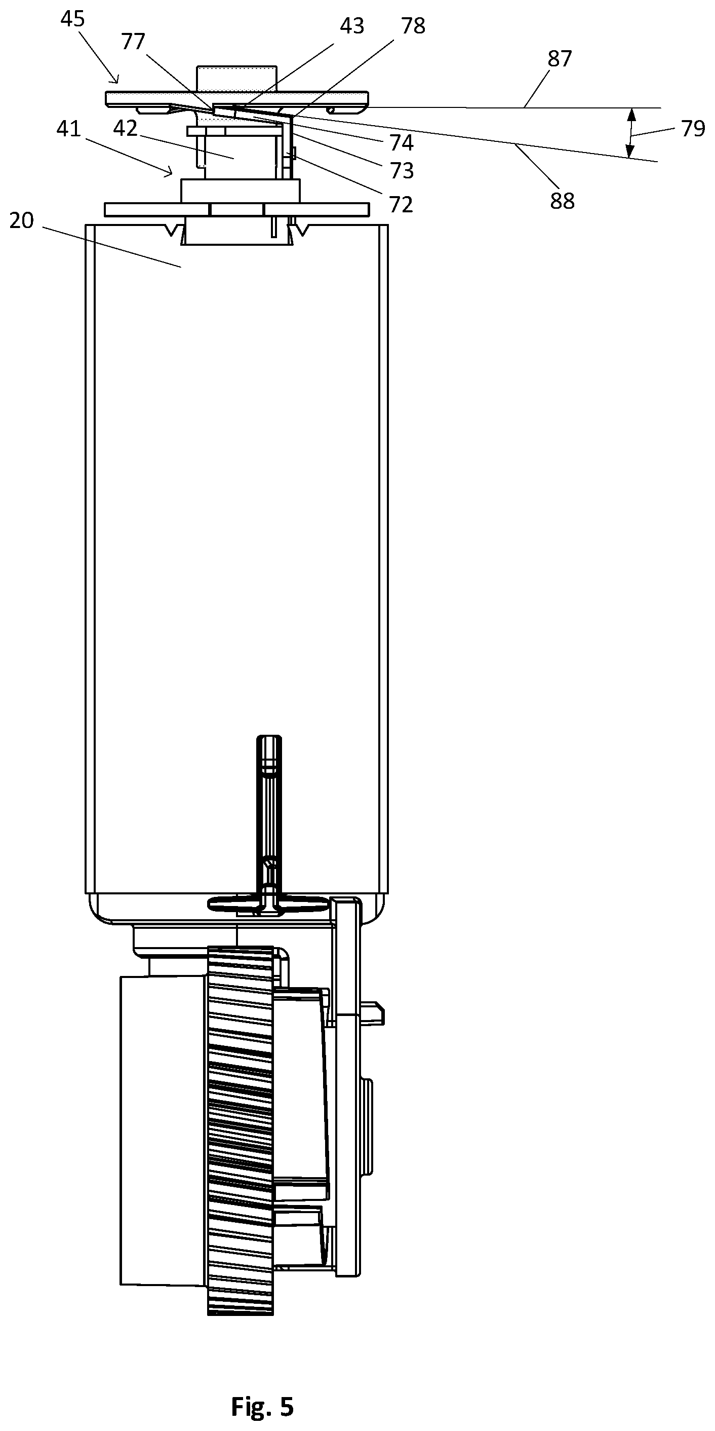 Patent US12345313 Figure 8 – Locking against rotation of electric motor of a linear actuator