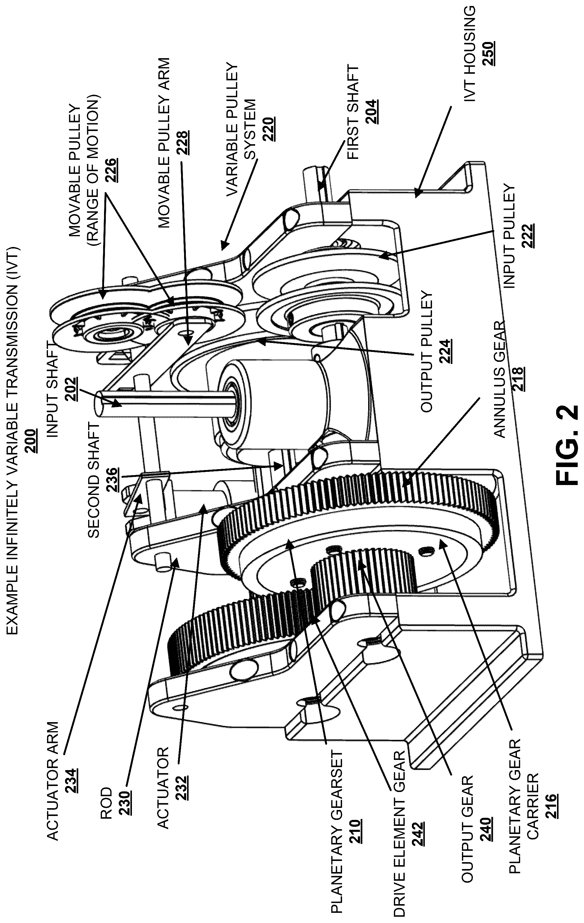 Patent US12345314 Figure 2 – Mechanical infinitely variable transmission for outdoor power equipment