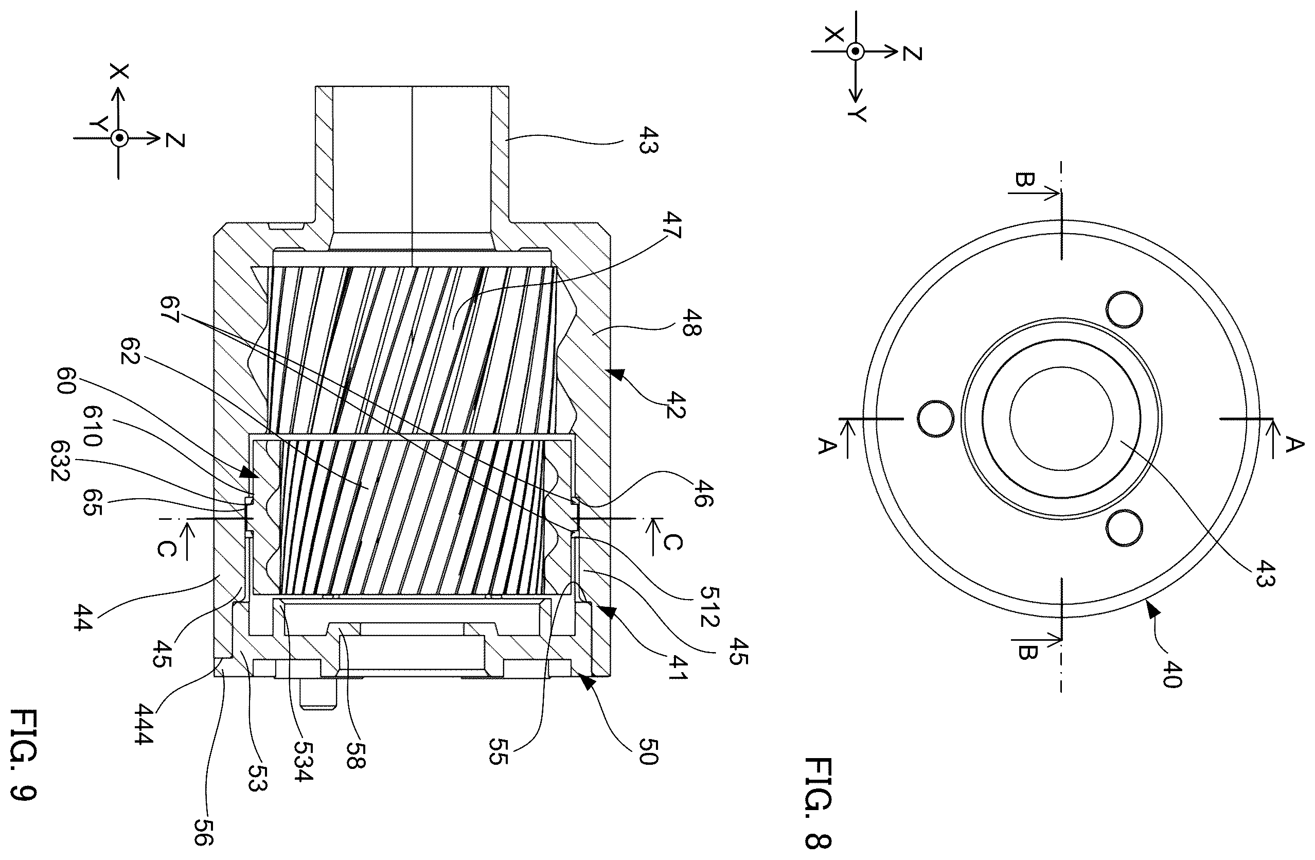 Patent US12345318 Figure 8 – Separation structure of internal gear and housing, planetary gear device and actuator